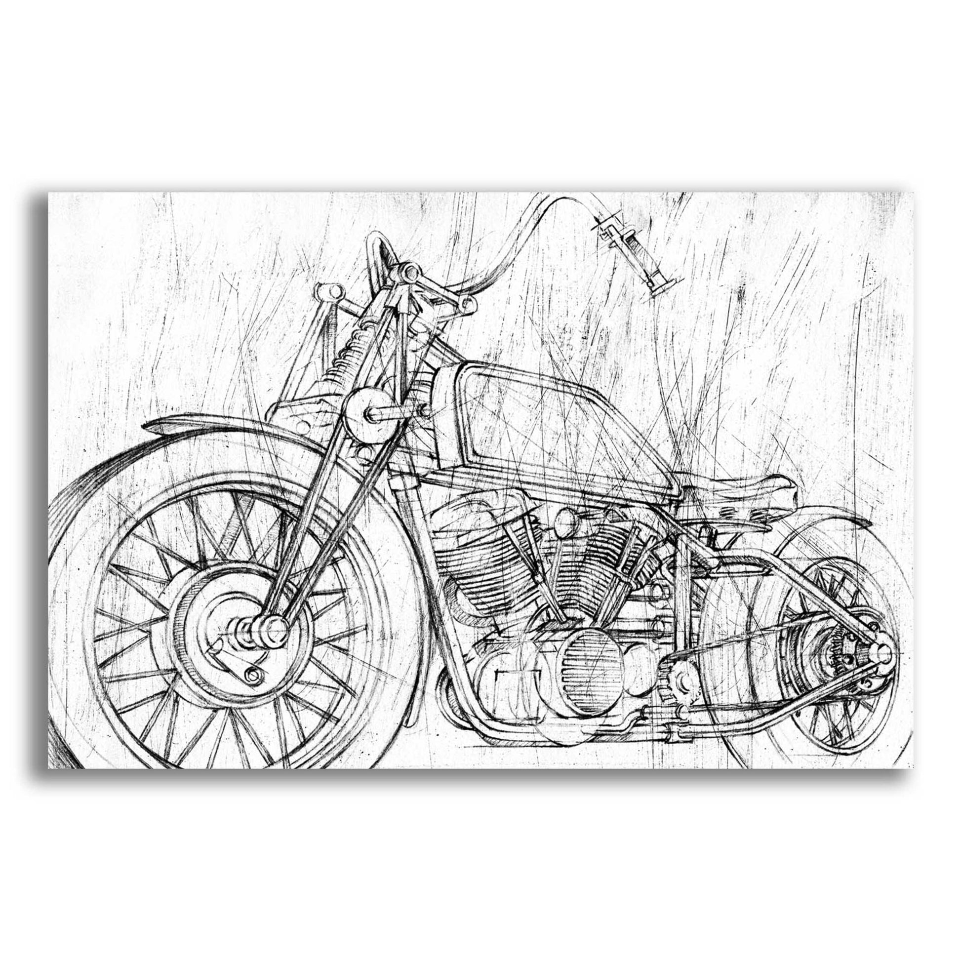 Epic Art 'Inverted Motorcycle Mechanical Sketch II' by Ethan Harper, Acrylic Glass Wall Art,16x12