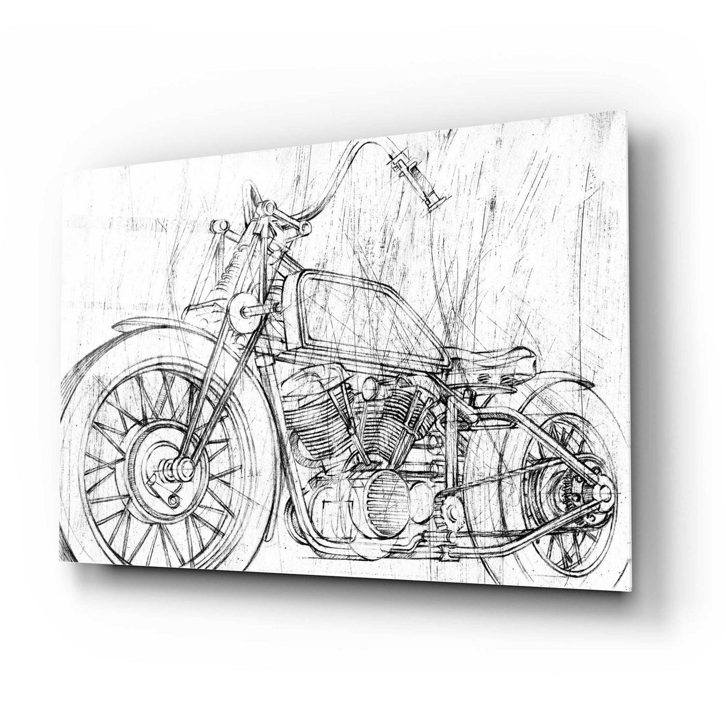 Epic Art 'Inverted Motorcycle Mechanical Sketch II' by Ethan Harper, Acrylic Glass Wall Art,24x16