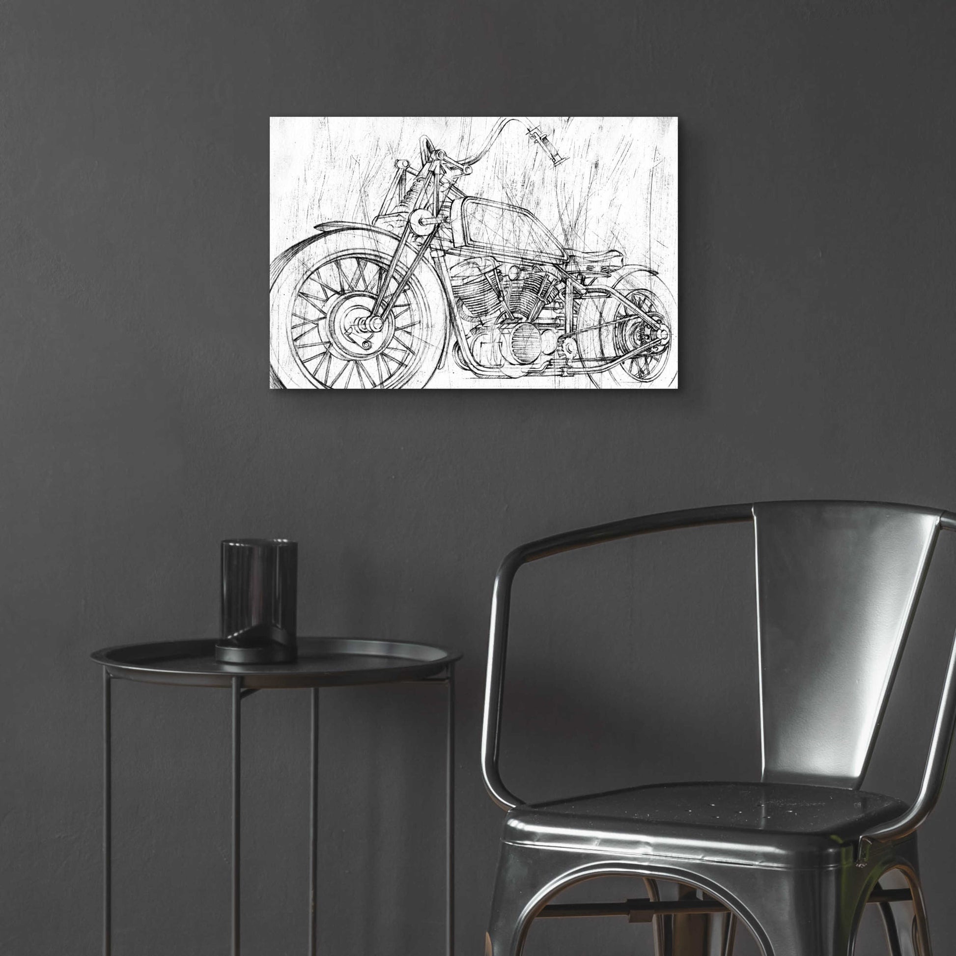 Epic Art 'Inverted Motorcycle Mechanical Sketch II' by Ethan Harper, Acrylic Glass Wall Art,24x16