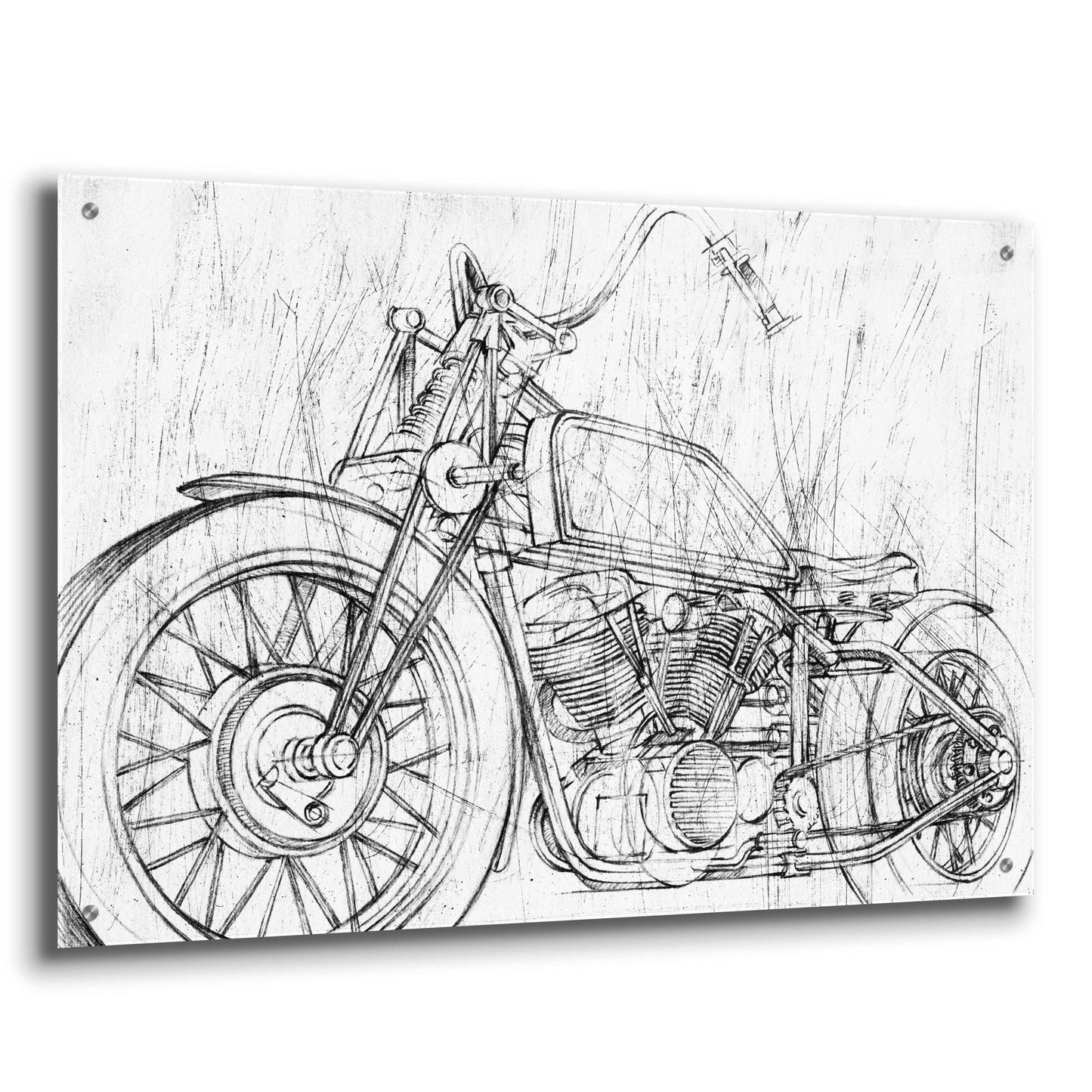 Epic Art 'Inverted Motorcycle Mechanical Sketch II' by Ethan Harper, Acrylic Glass Wall Art,36x24