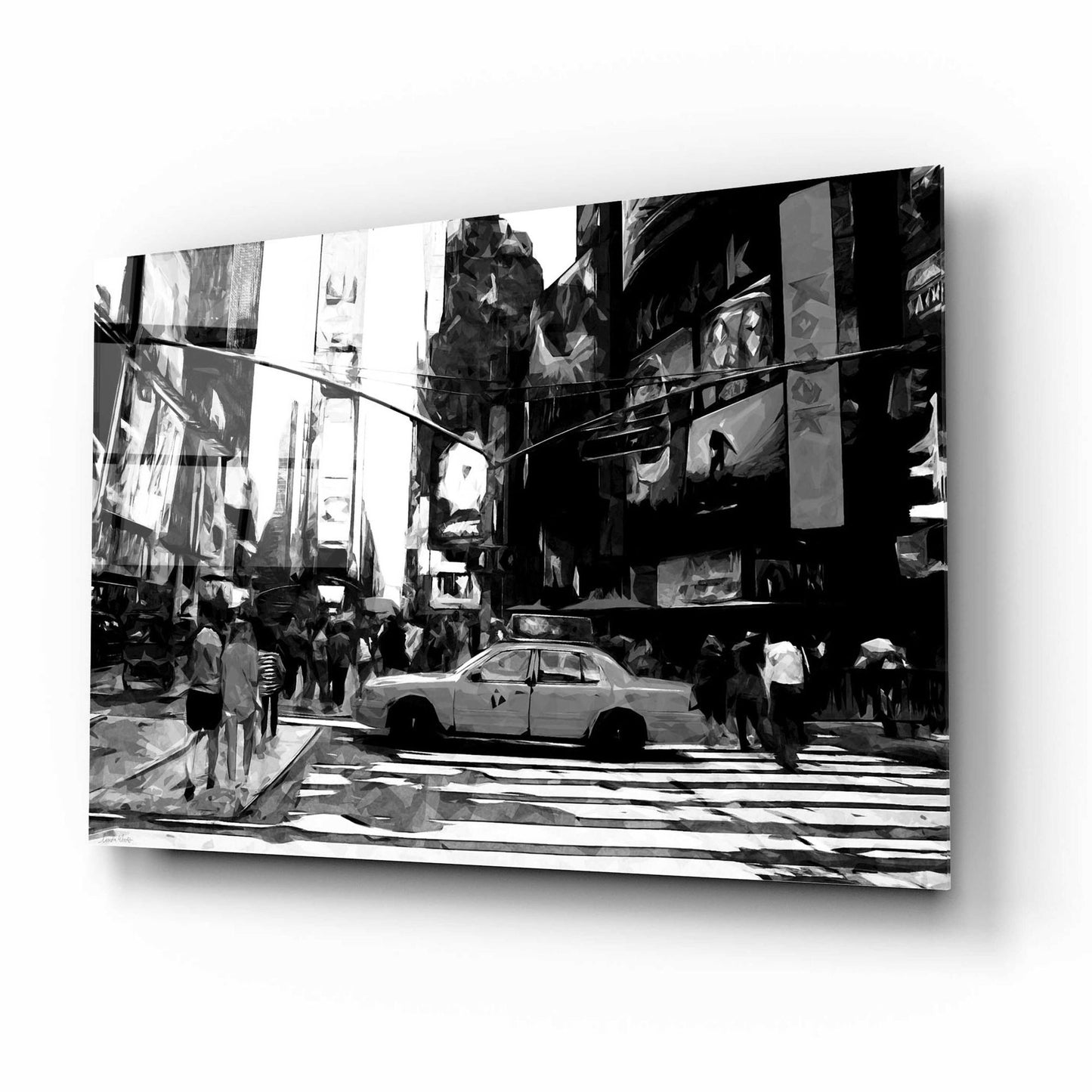 Epic Art 'Times Square Black And White' by Linda Woods, Acrylic Glass Wall Art,16x12