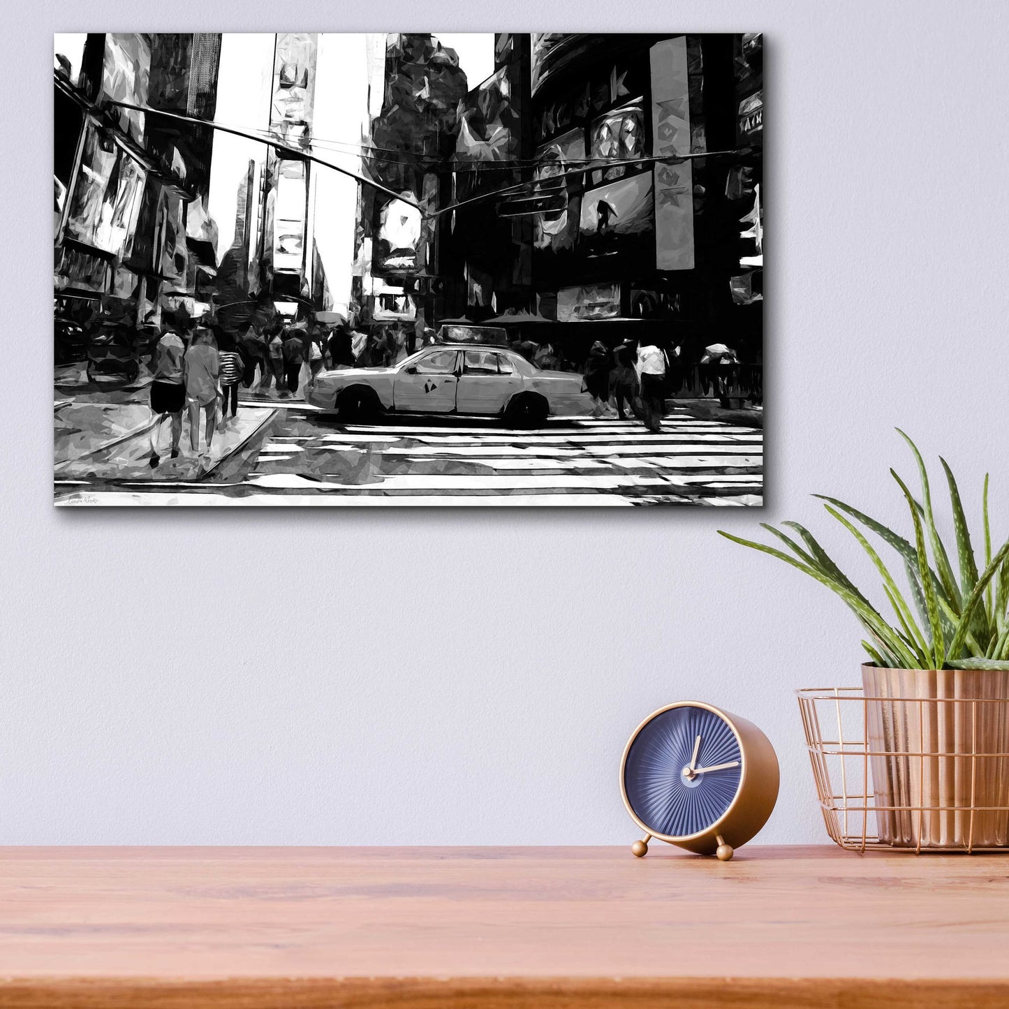 Epic Art 'Times Square Black And White' by Linda Woods, Acrylic Glass Wall Art,16x12