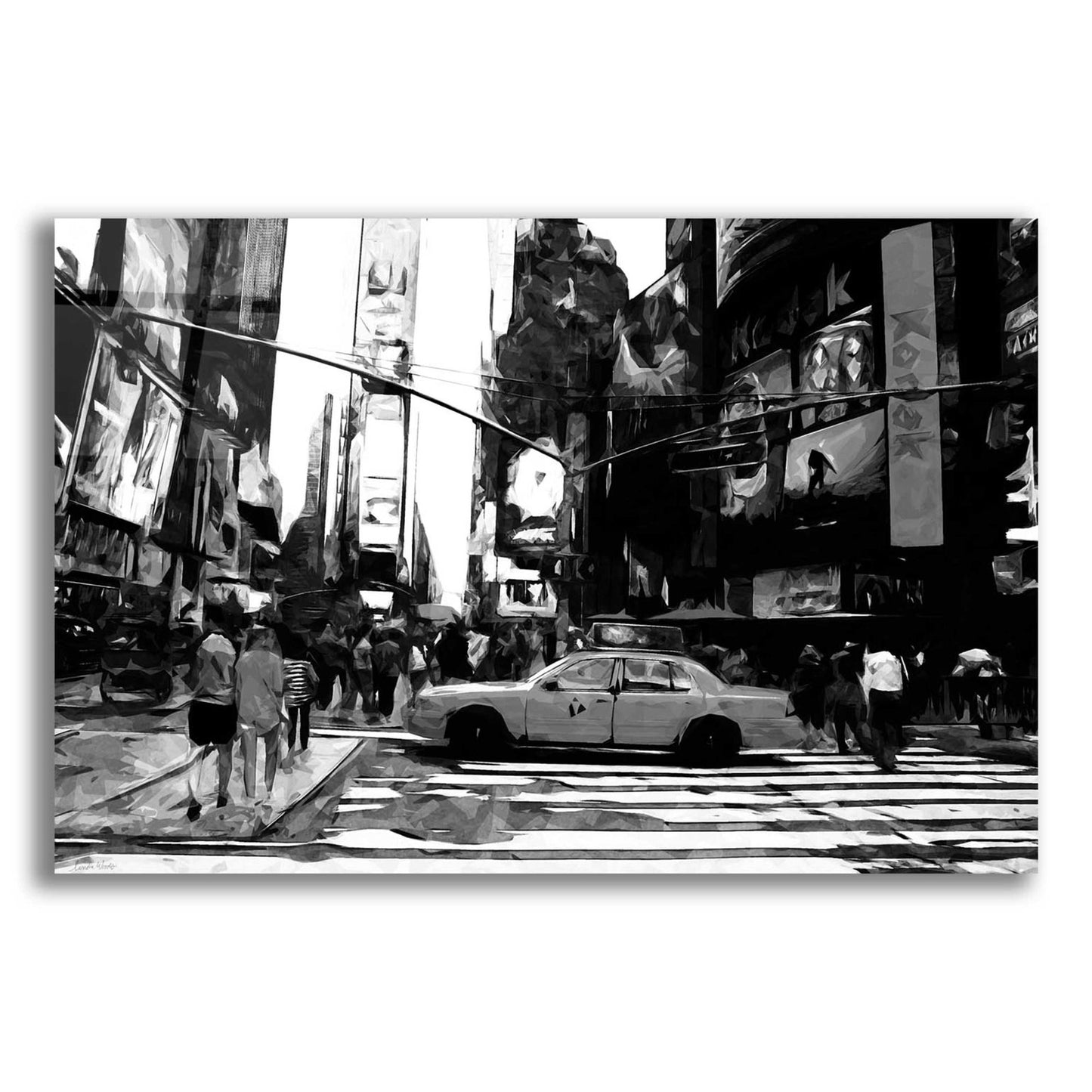 Epic Art 'Times Square Black And White' by Linda Woods, Acrylic Glass Wall Art,24x16