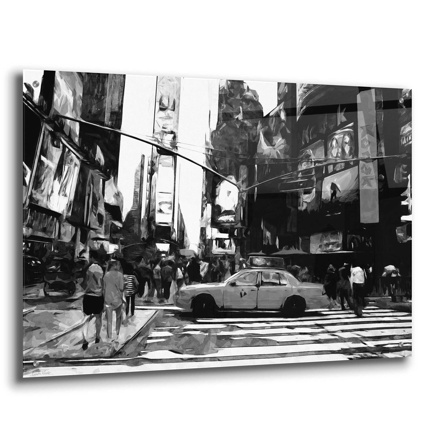 Epic Art 'Times Square Black And White' by Linda Woods, Acrylic Glass Wall Art,36x24