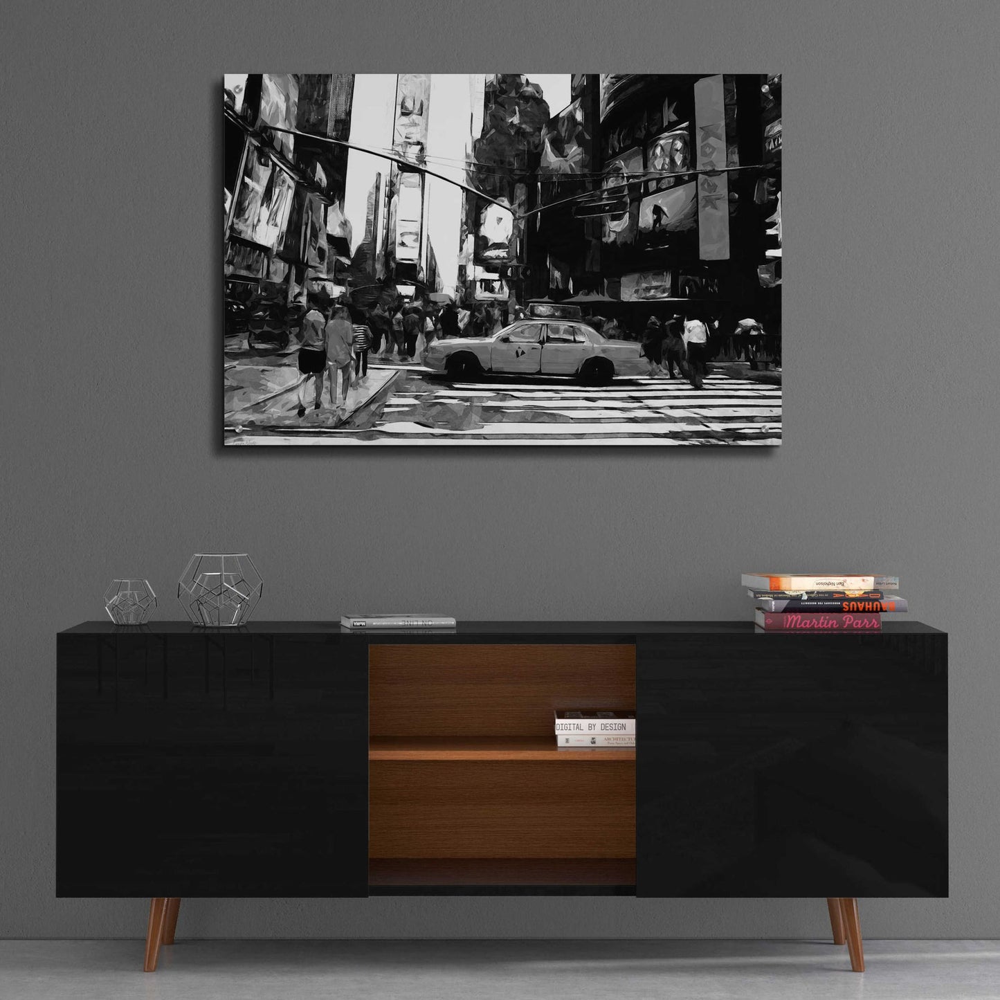 Epic Art 'Times Square Black And White' by Linda Woods, Acrylic Glass Wall Art,36x24