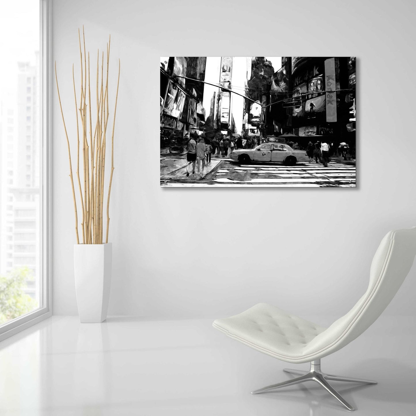 Epic Art 'Times Square Black And White' by Linda Woods, Acrylic Glass Wall Art,36x24