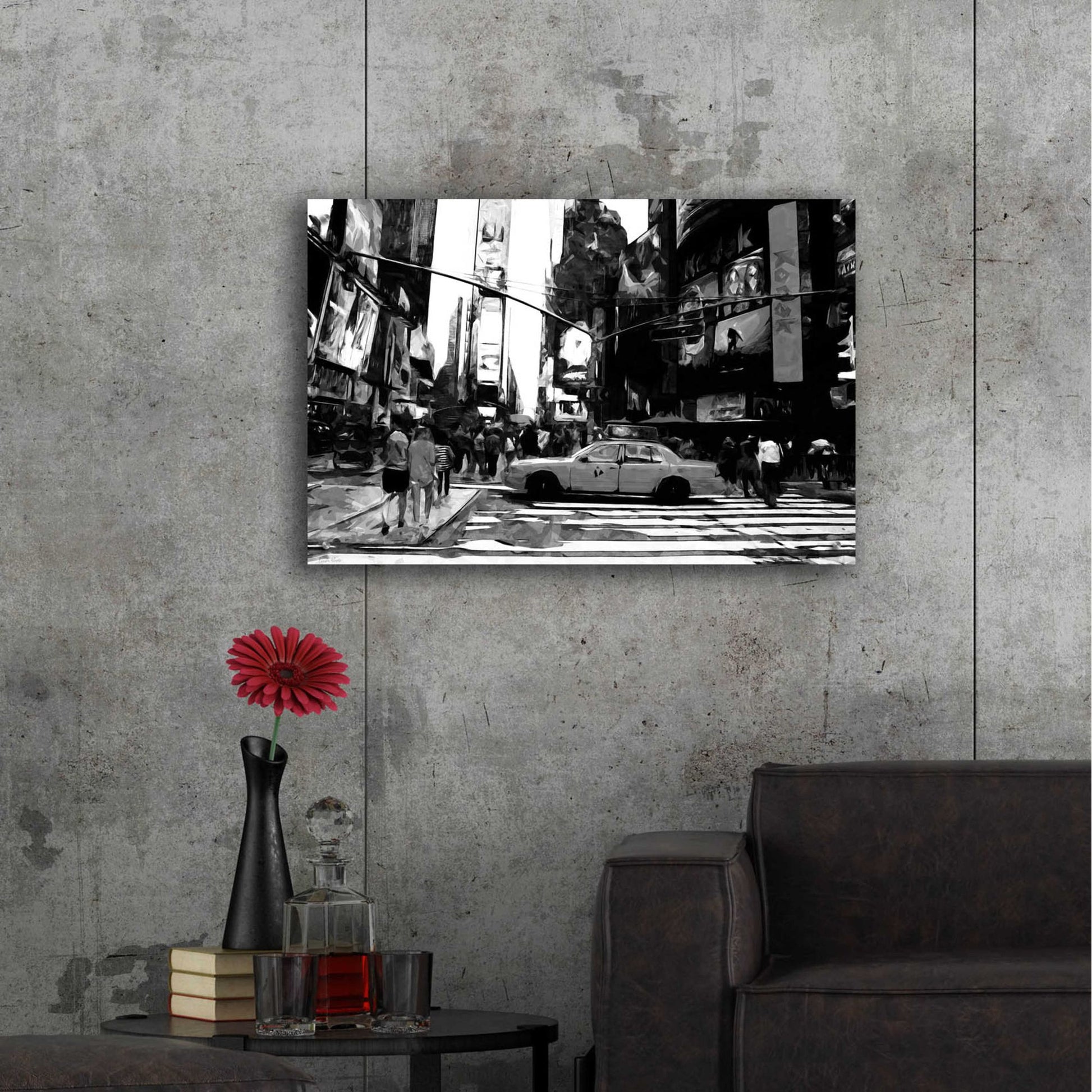 Epic Art 'Times Square Black And White' by Linda Woods, Acrylic Glass Wall Art,36x24