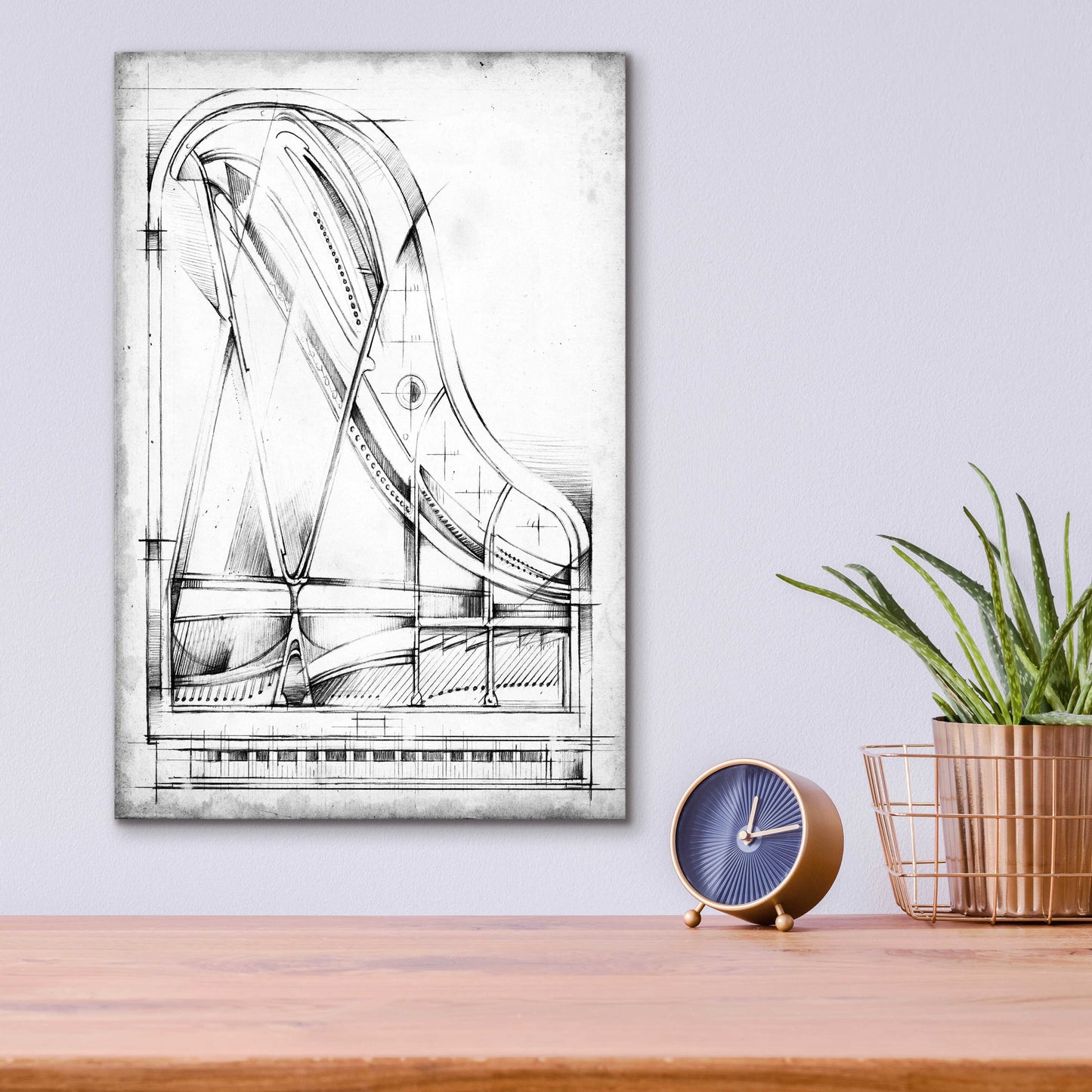 Epic Art 'Inverted Grand Piano Diagram' by Ethan Harper, Acrylic Glass Wall Art,12x16