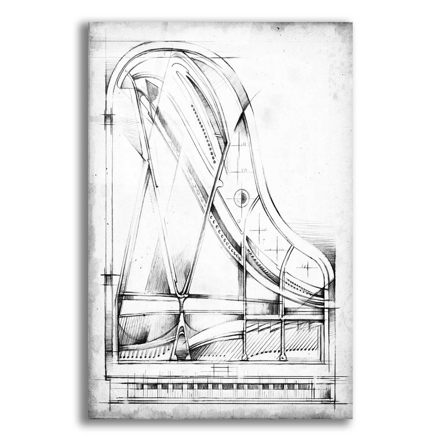 Epic Art 'Inverted Grand Piano Diagram' by Ethan Harper, Acrylic Glass Wall Art,12x16