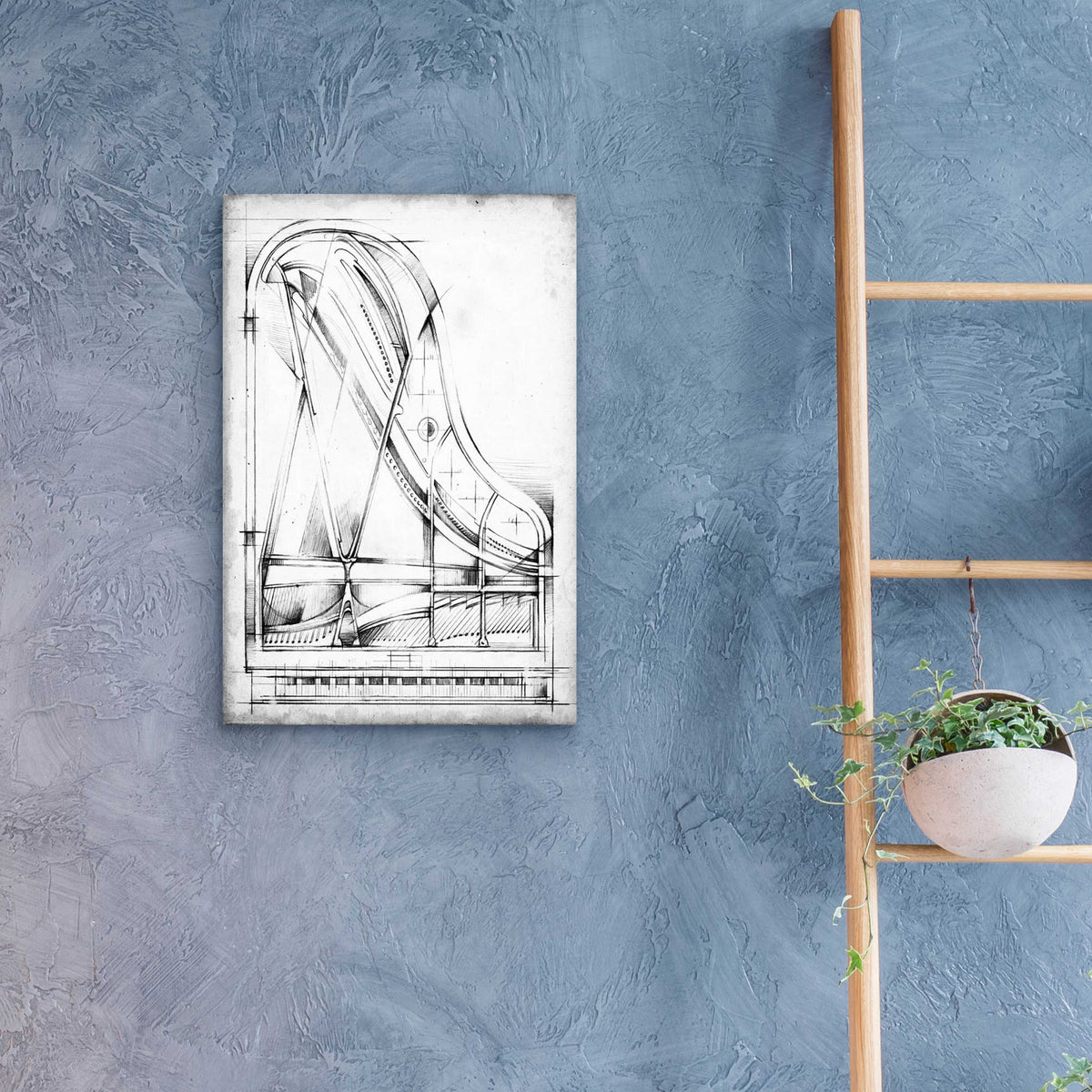 Epic Art 'Inverted Grand Piano Diagram' by Ethan Harper, Acrylic Glass Wall Art,16x24