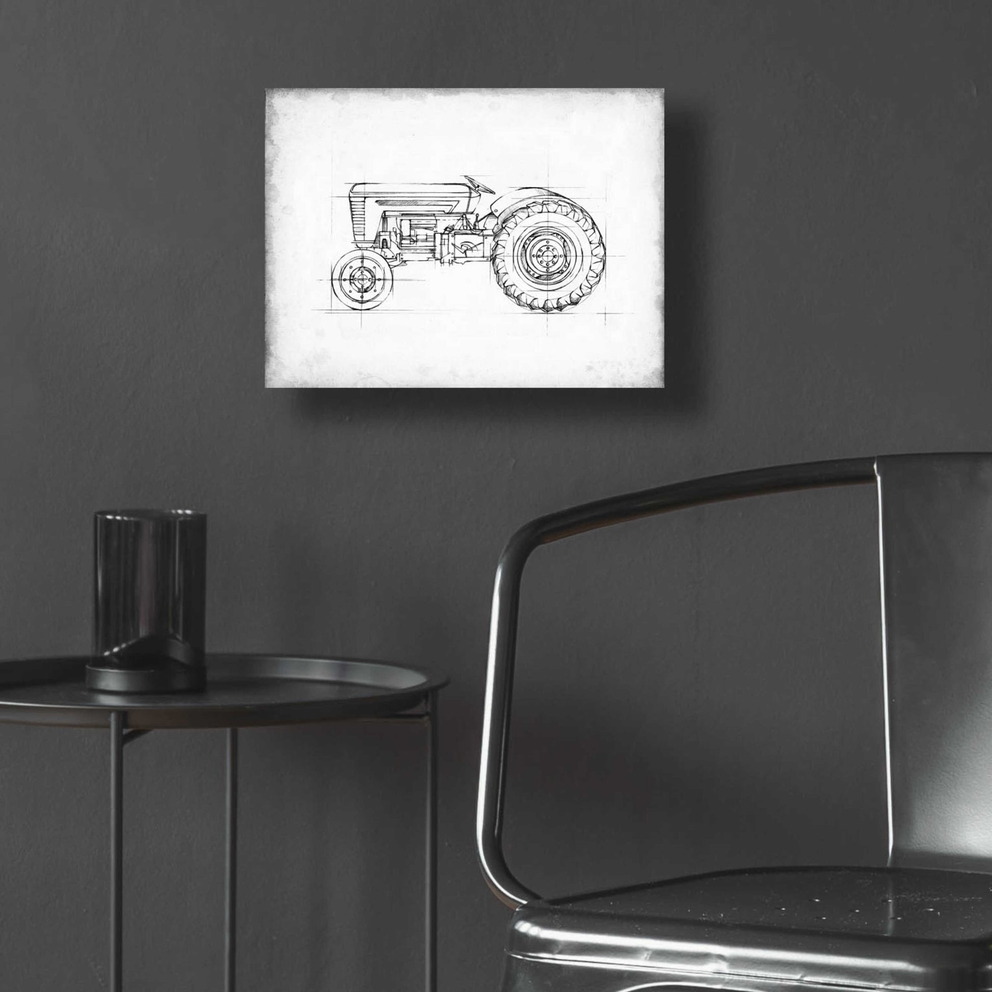 Epic Art 'Inverted Tractor Blueprint I' by Ethan Harper, Acrylic Glass Wall Art,16x12