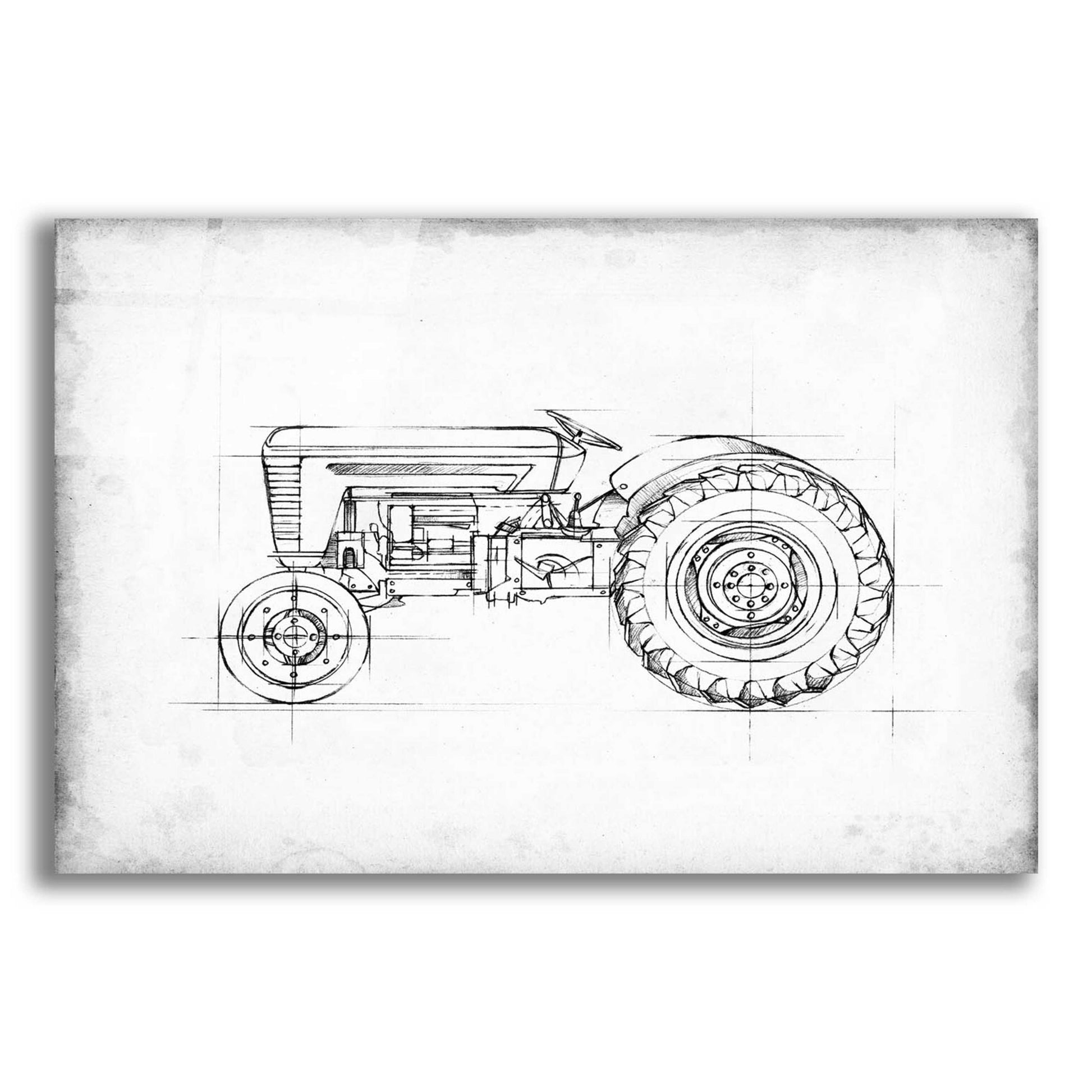 Epic Art 'Inverted Tractor Blueprint I' by Ethan Harper, Acrylic Glass Wall Art,16x12