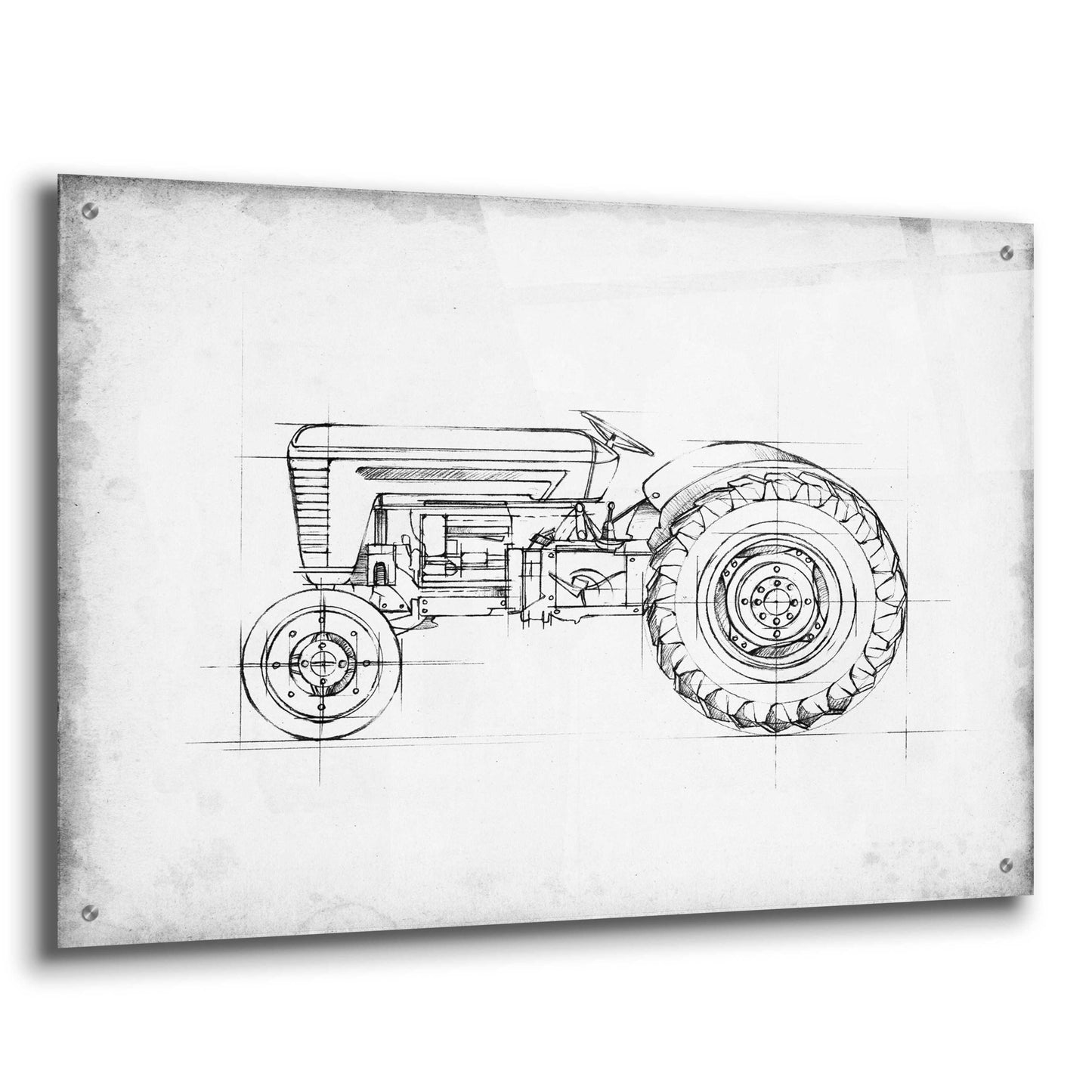 Epic Art 'Inverted Tractor Blueprint I' by Ethan Harper, Acrylic Glass Wall Art,36x24