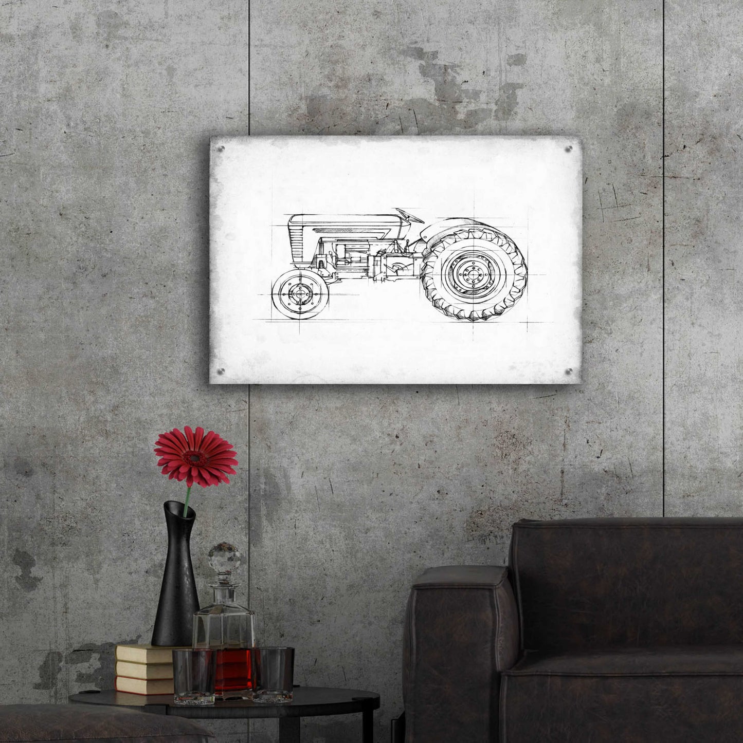 Epic Art 'Inverted Tractor Blueprint I' by Ethan Harper, Acrylic Glass Wall Art,36x24