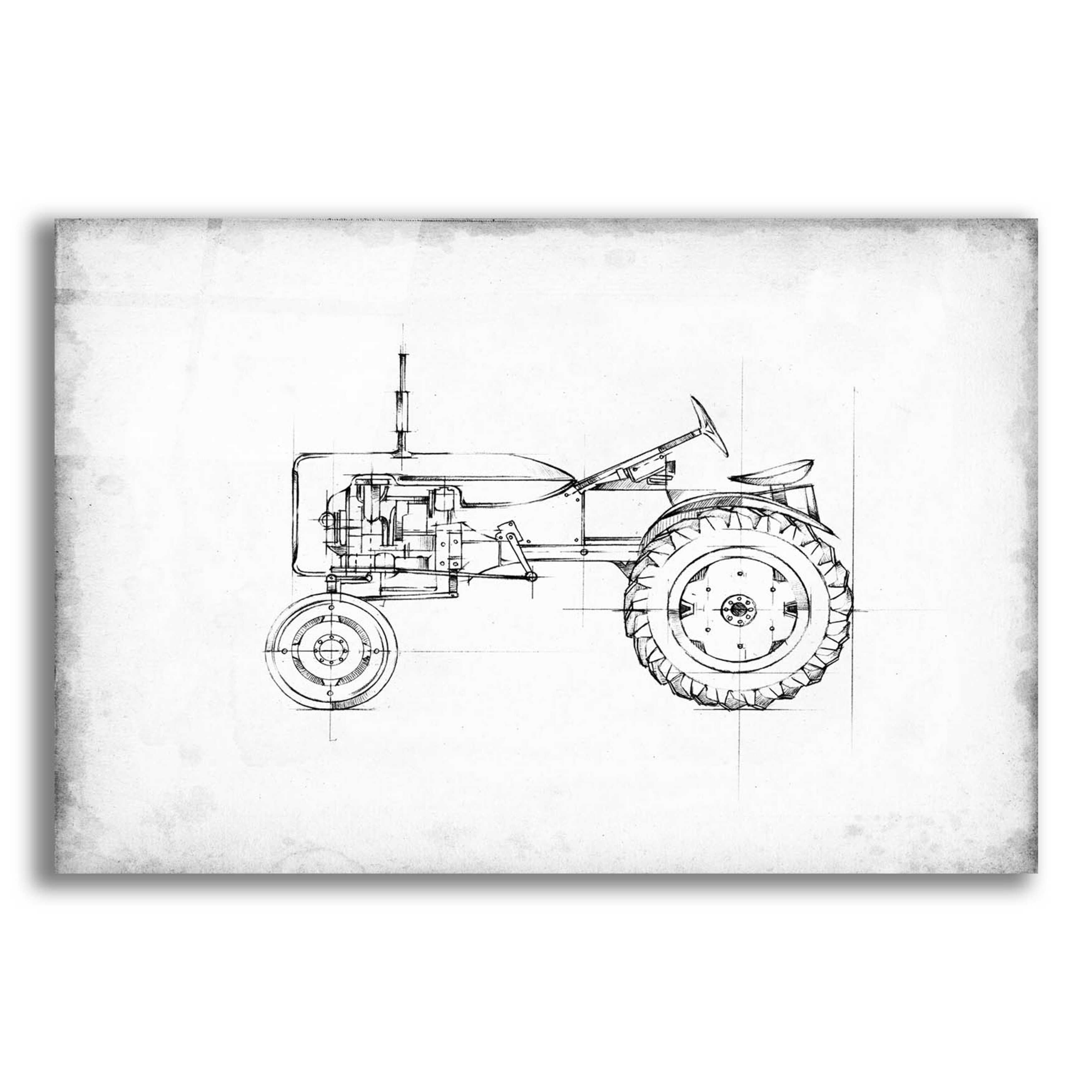 Epic Art 'Inverted Tractor Blueprint III' by Ethan Harper, Acrylic ...