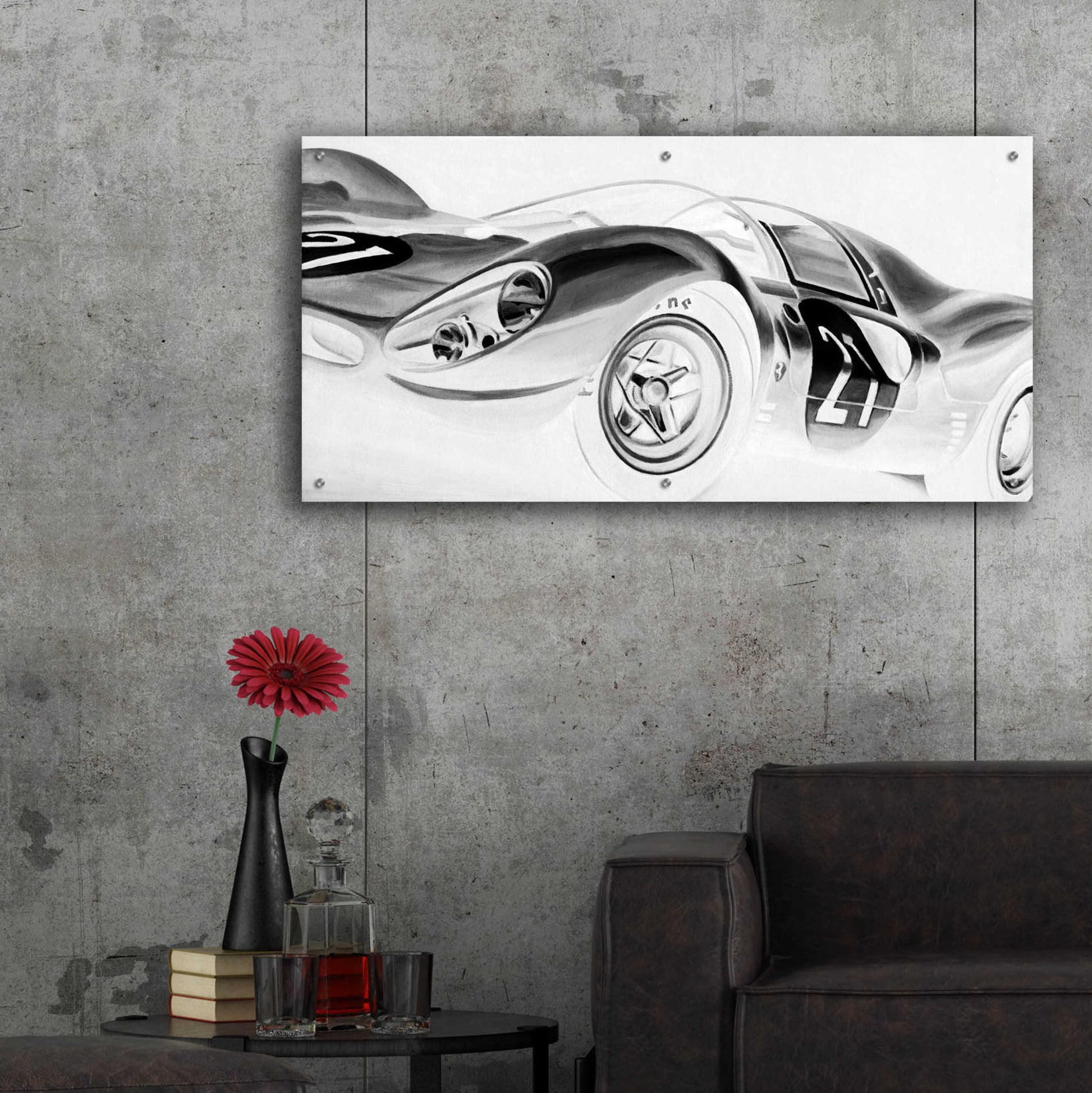 Epic Art 'Inverted Vintage Racing II' by Ethan Harper, Acrylic Glass Wall Art,48x24