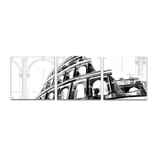 Epic Art 'Icon Architecture I' by Ethan Harper, Acrylic Glass Wall Art, 3 Piece Set