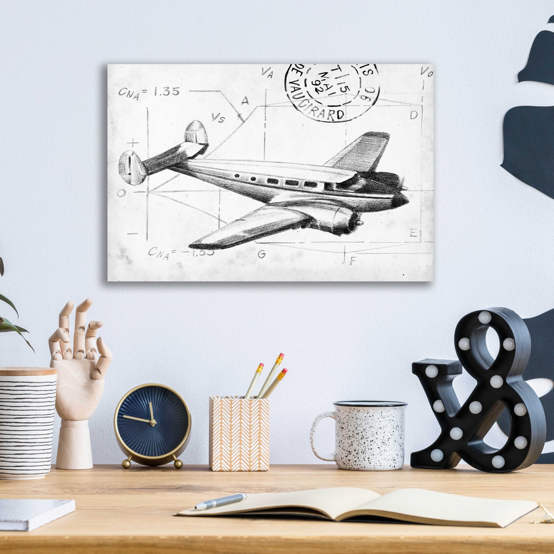 Epic Art 'Flight Schematic IV' by Ethan Harper, Acrylic Glass Wall Art,16x12