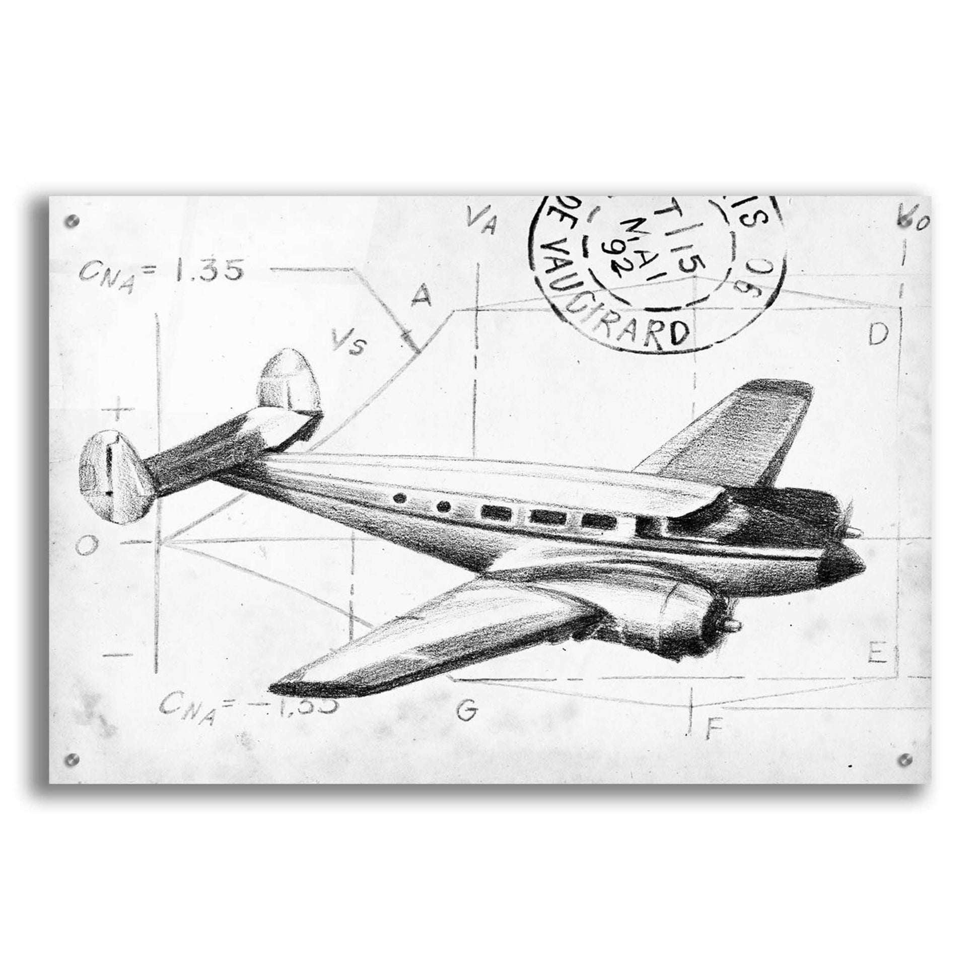 Epic Art 'Flight Schematic IV' by Ethan Harper, Acrylic Glass Wall Art,36x24