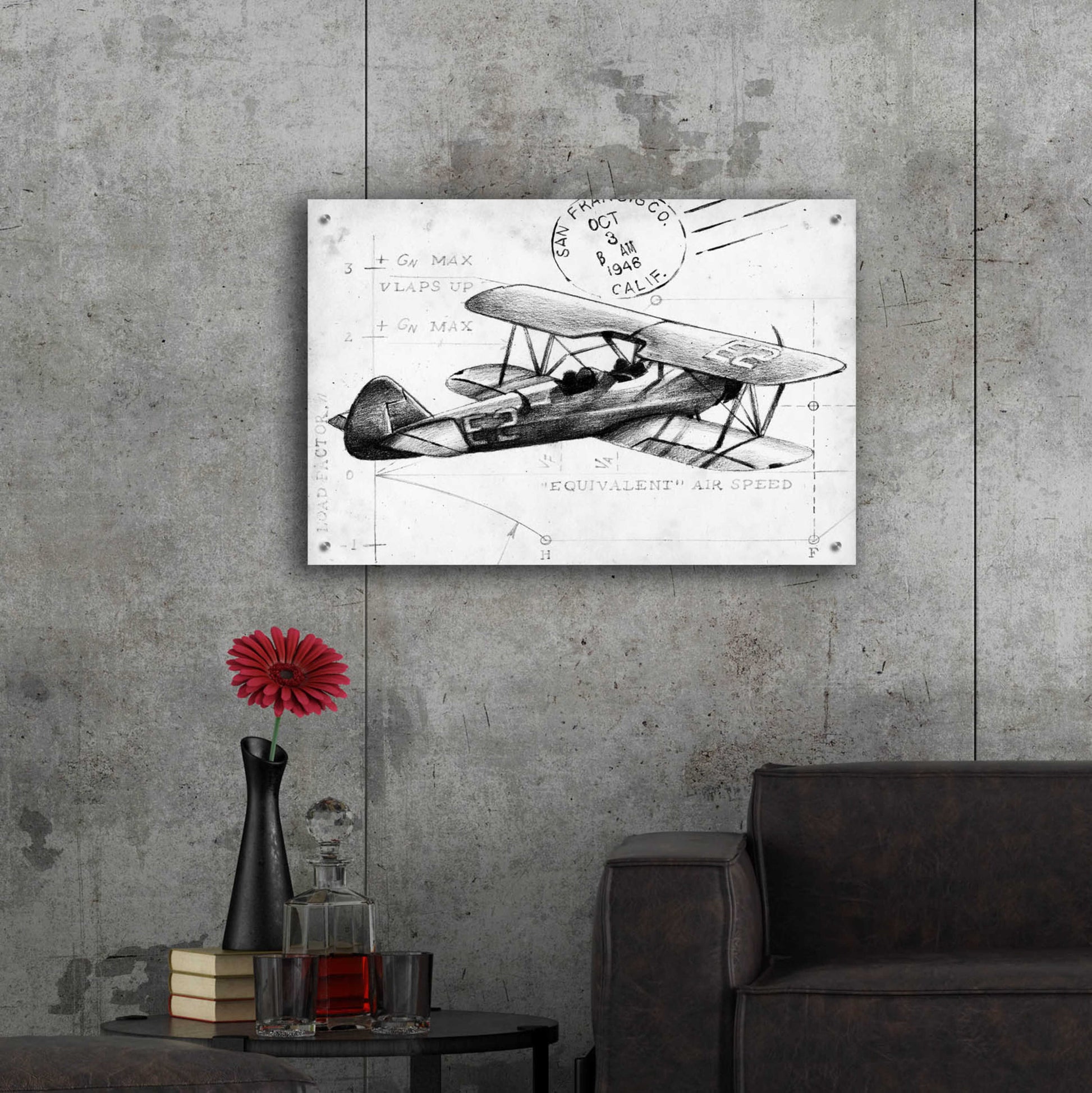 Epic Art 'Flight Schematic I' by Ethan Harper, Acrylic Glass Wall Art,36x24