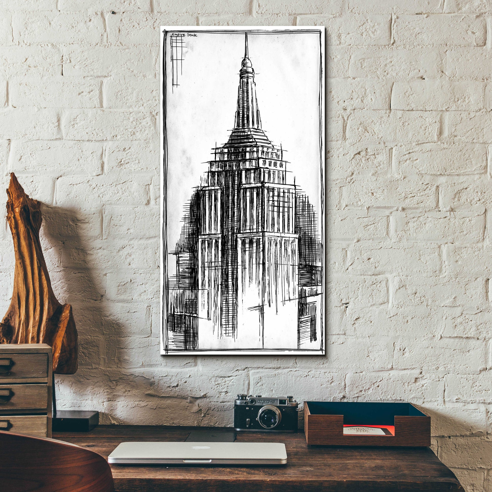 Epic Art 'Inverted Empire State Blueprint' by Ethan Harper, Acrylic Glass Wall Art,12x24