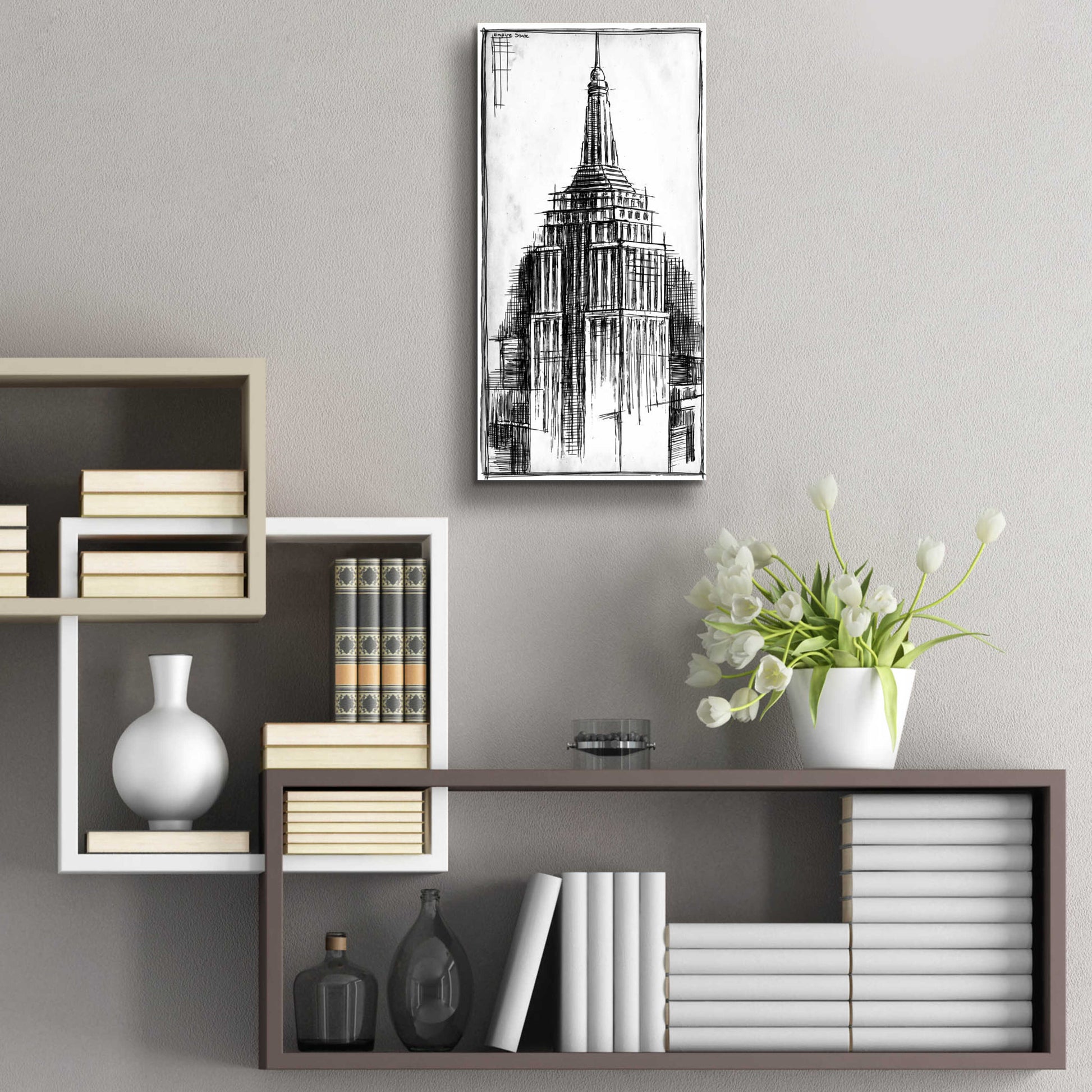 Epic Art 'Inverted Empire State Blueprint' by Ethan Harper, Acrylic Glass Wall Art,12x24