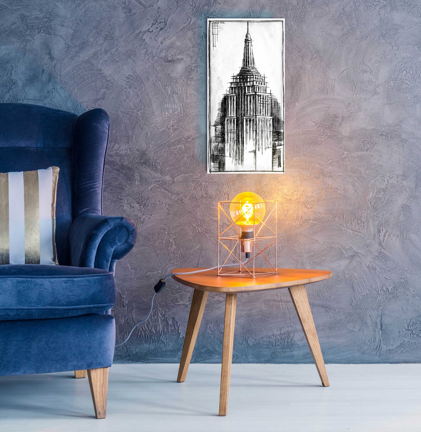 Epic Art 'Inverted Empire State Blueprint' by Ethan Harper, Acrylic Glass Wall Art,12x24