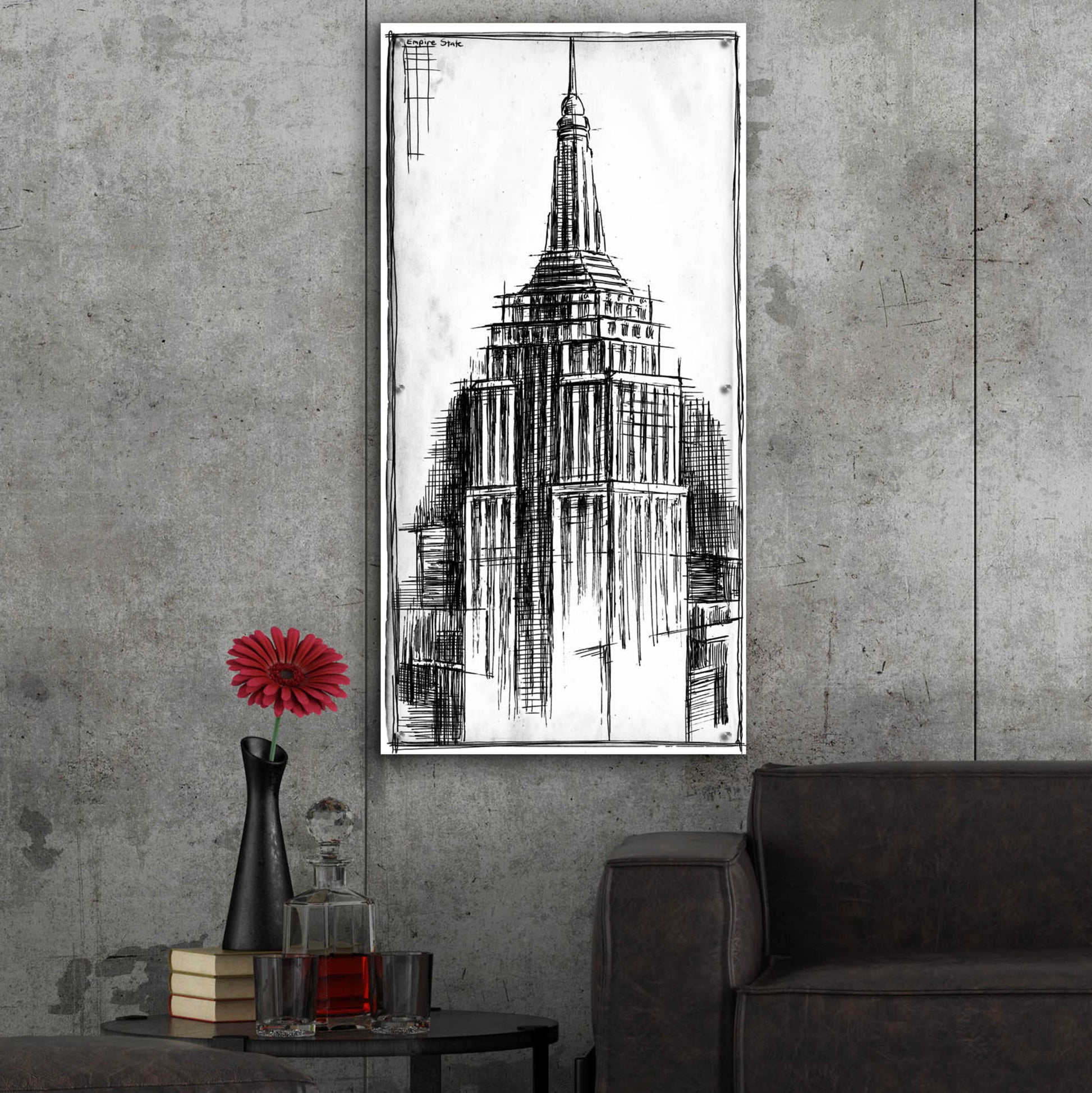 Epic Art 'Inverted Empire State Blueprint' by Ethan Harper, Acrylic Glass Wall Art,24x48