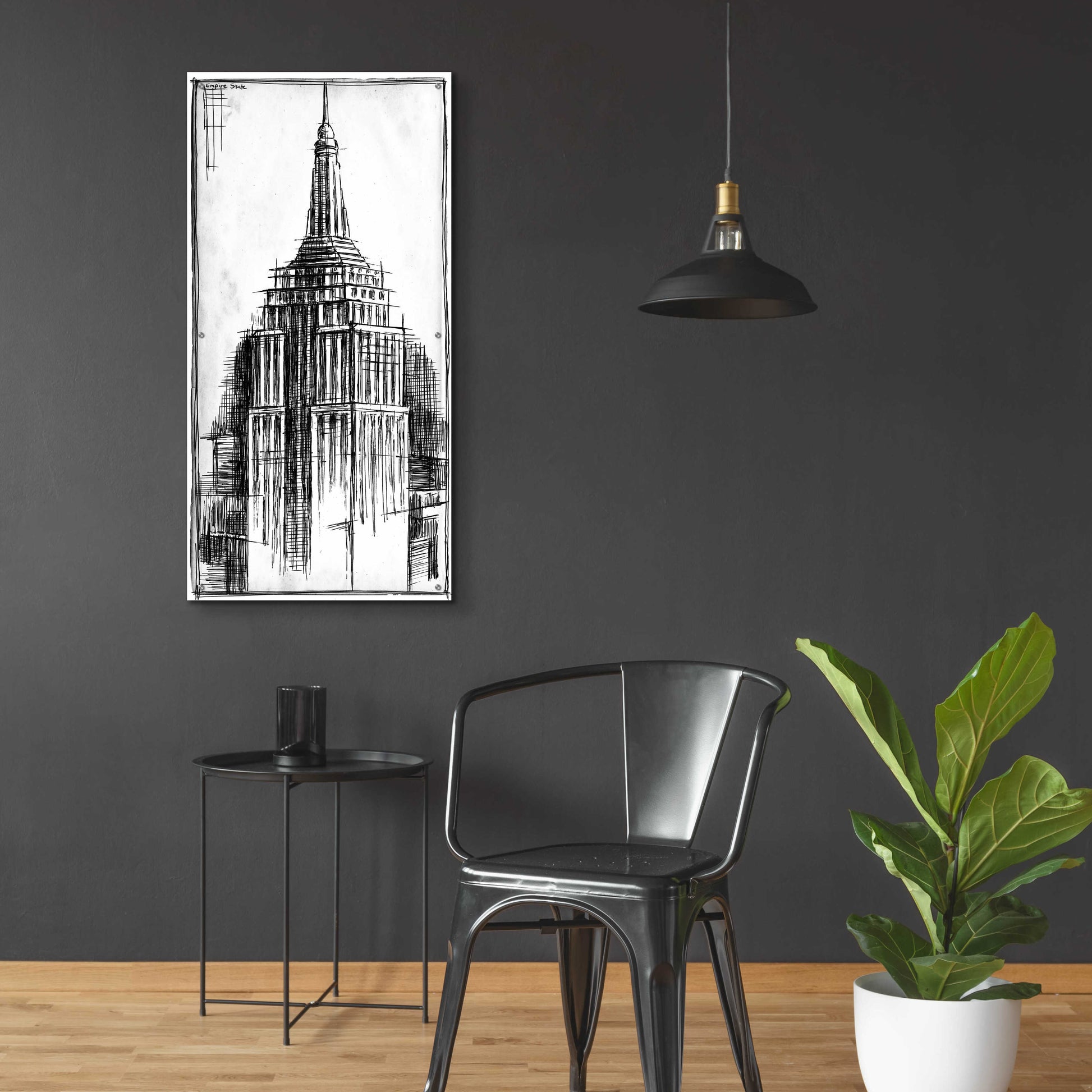 Epic Art 'Inverted Empire State Blueprint' by Ethan Harper, Acrylic Glass Wall Art,24x48