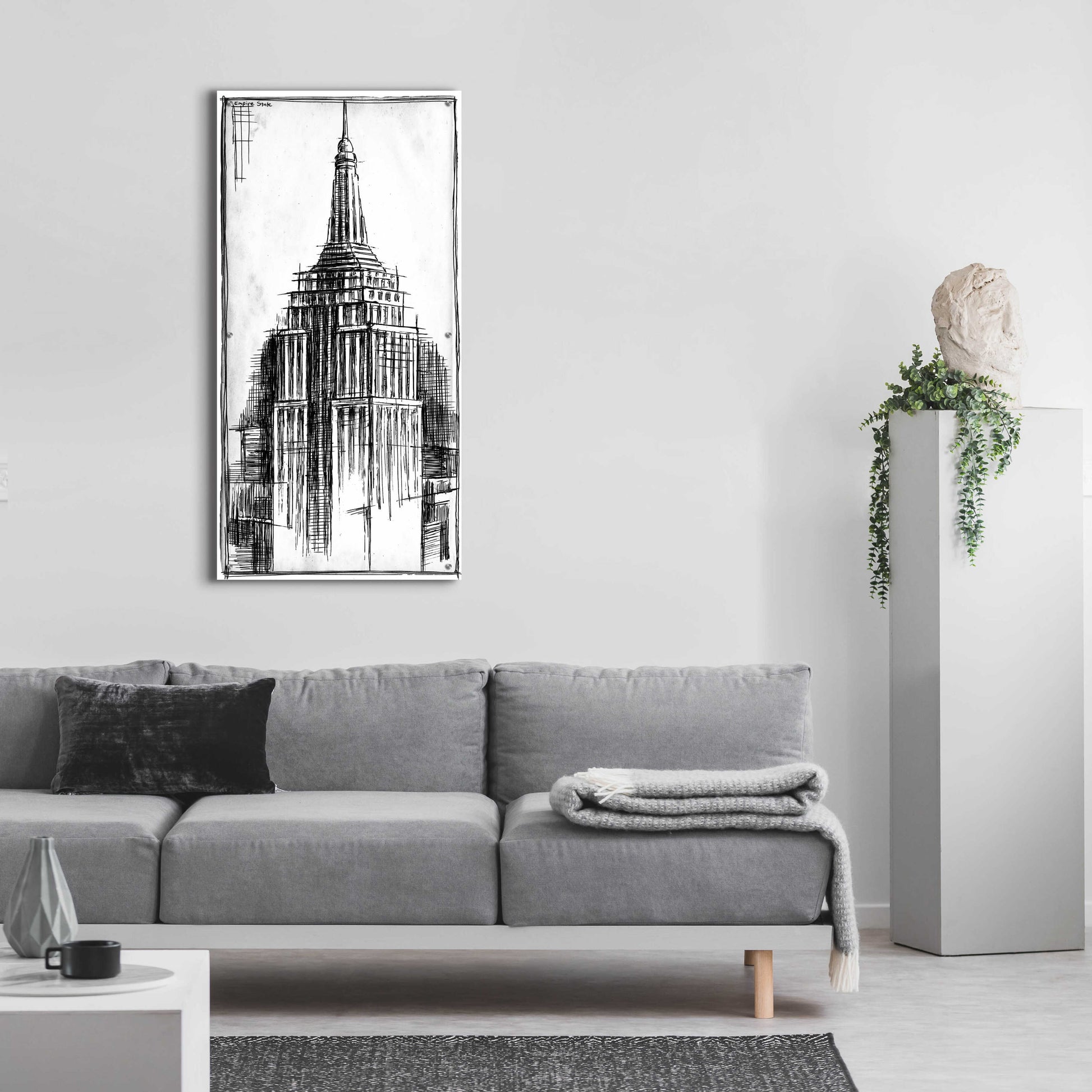 Epic Art 'Inverted Empire State Blueprint' by Ethan Harper, Acrylic Glass Wall Art,24x48