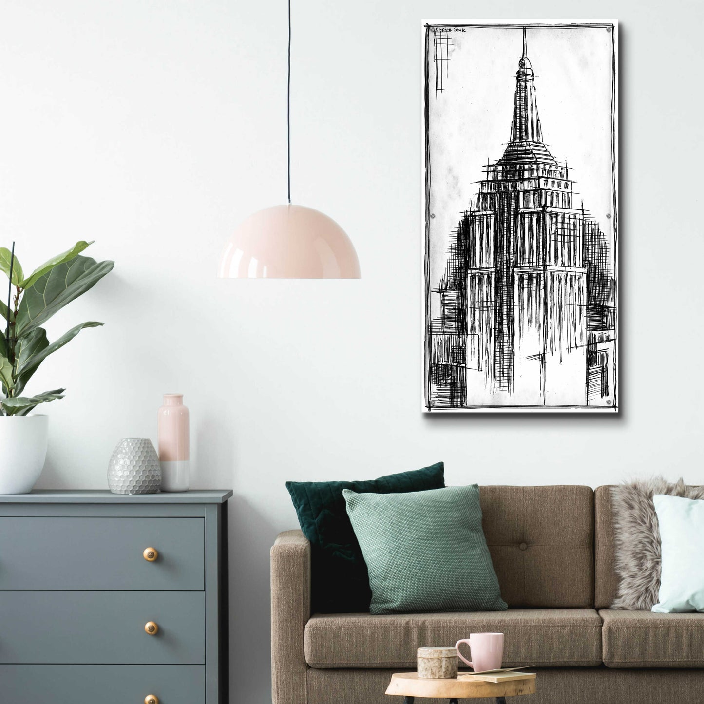 Epic Art 'Inverted Empire State Blueprint' by Ethan Harper, Acrylic Glass Wall Art,24x48