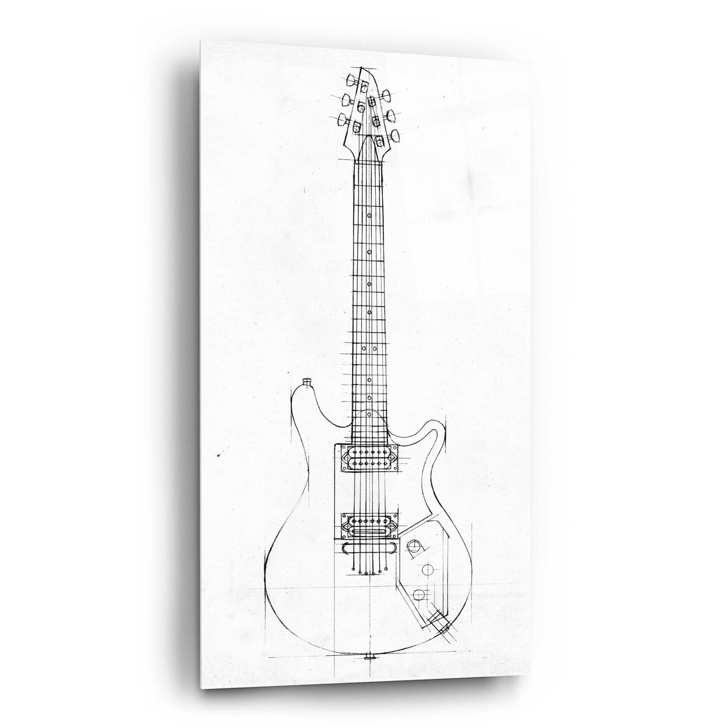 Epic Art 'Inverted Electric Guitar Blueprint II' by Ethan Harper, Acrylic Glass Wall Art,12x24