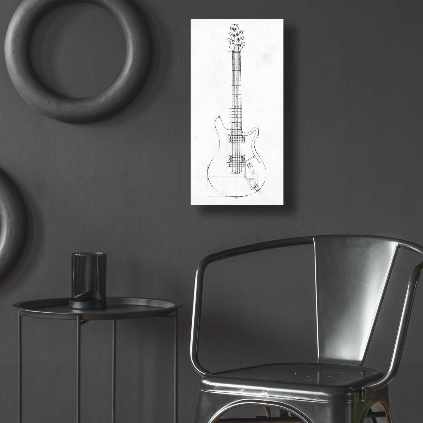 Epic Art 'Inverted Electric Guitar Blueprint II' by Ethan Harper, Acrylic Glass Wall Art,12x24