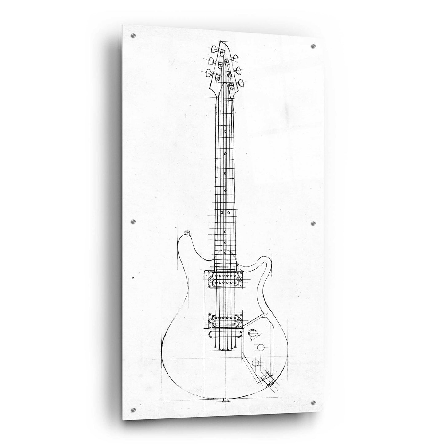 Epic Art 'Inverted Electric Guitar Blueprint II' by Ethan Harper, Acrylic Glass Wall Art,24x48