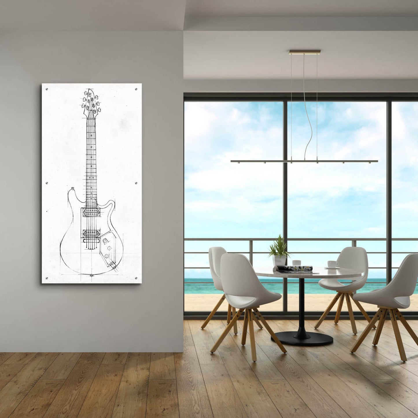 Epic Art 'Inverted Electric Guitar Blueprint II' by Ethan Harper, Acrylic Glass Wall Art,24x48