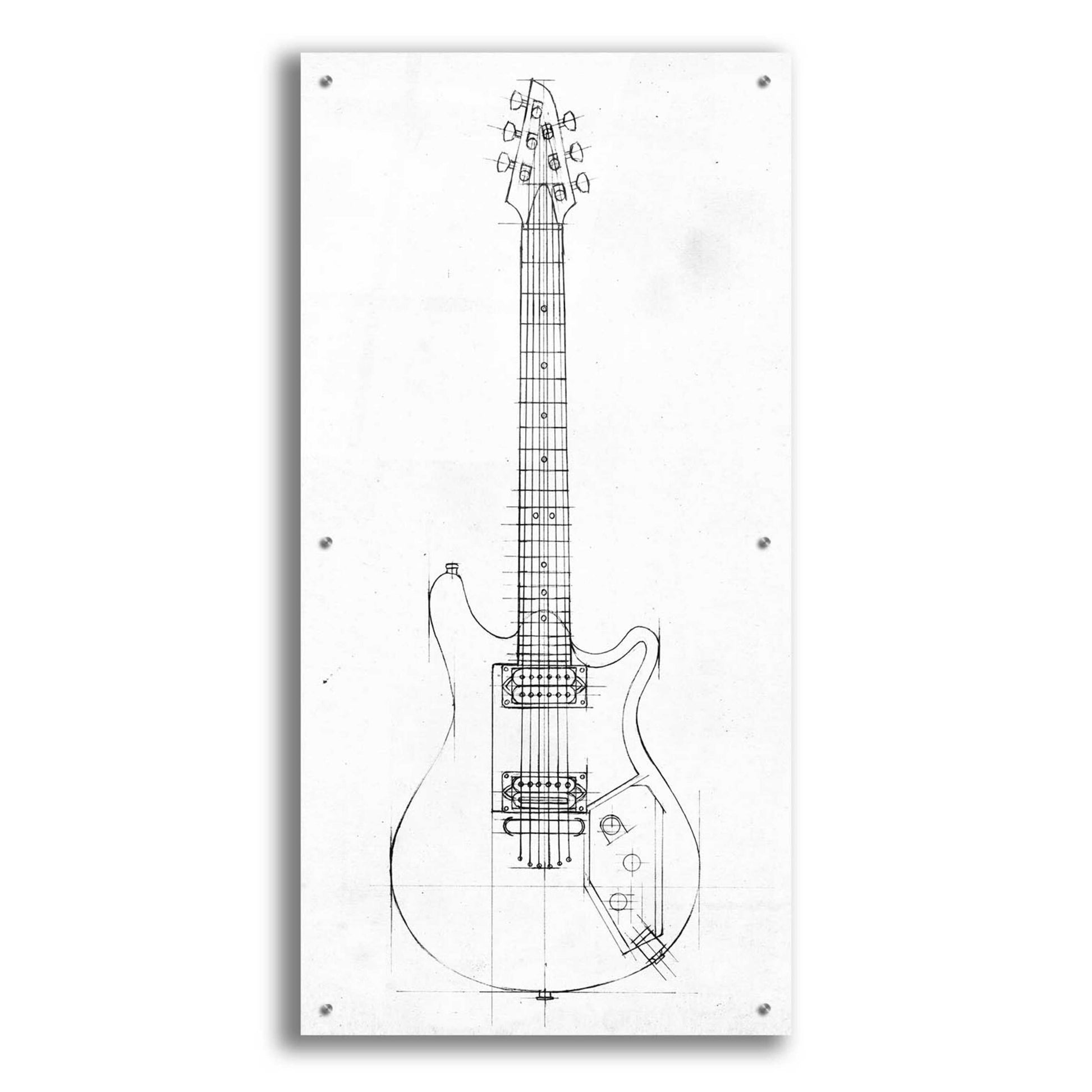 Epic Art 'Inverted Electric Guitar Blueprint II' by Ethan Harper, Acrylic Glass Wall Art,24x48