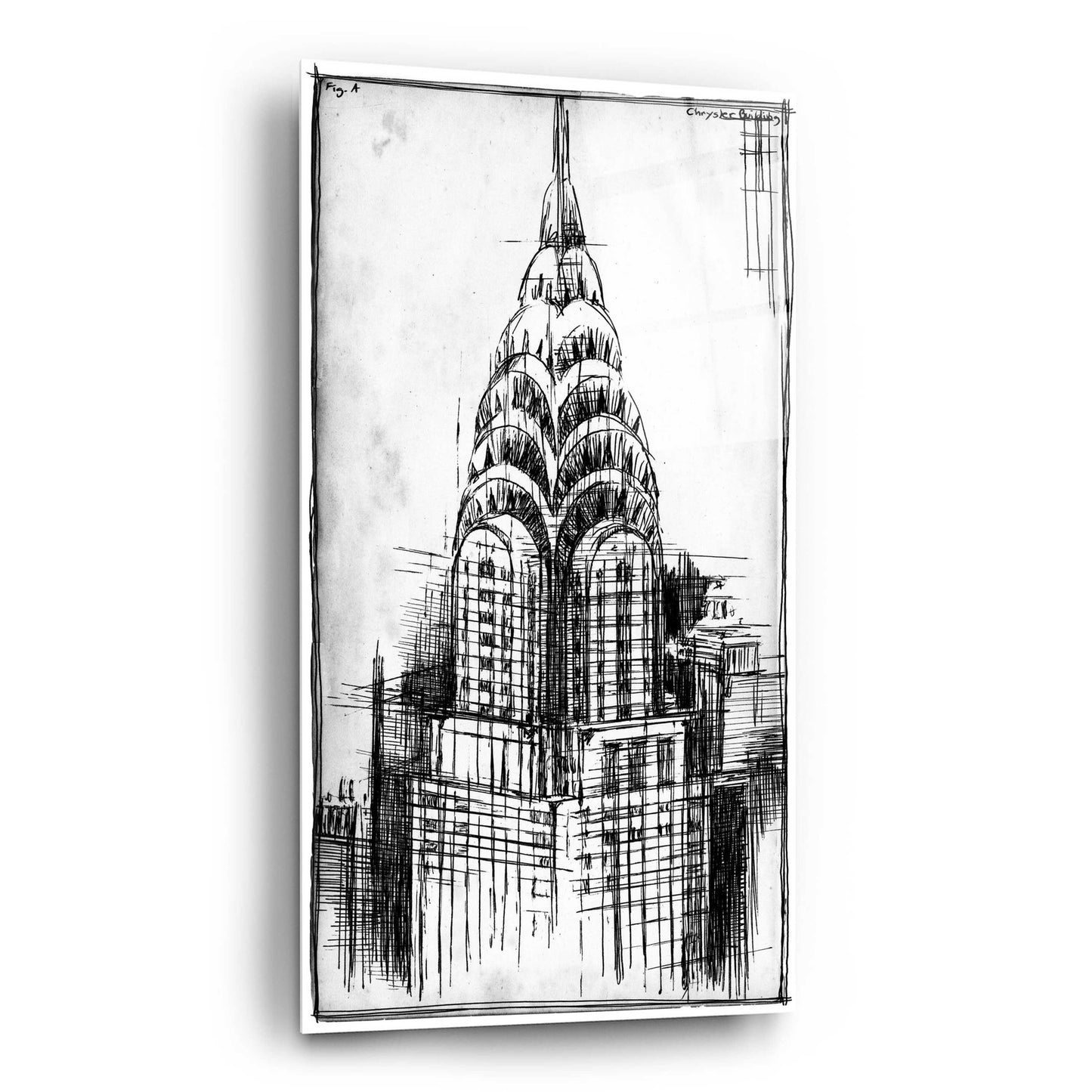 Epic Art 'Inverted Chrysler Blueprint' by Ethan Harper, Acrylic Glass Wall Art,12x24