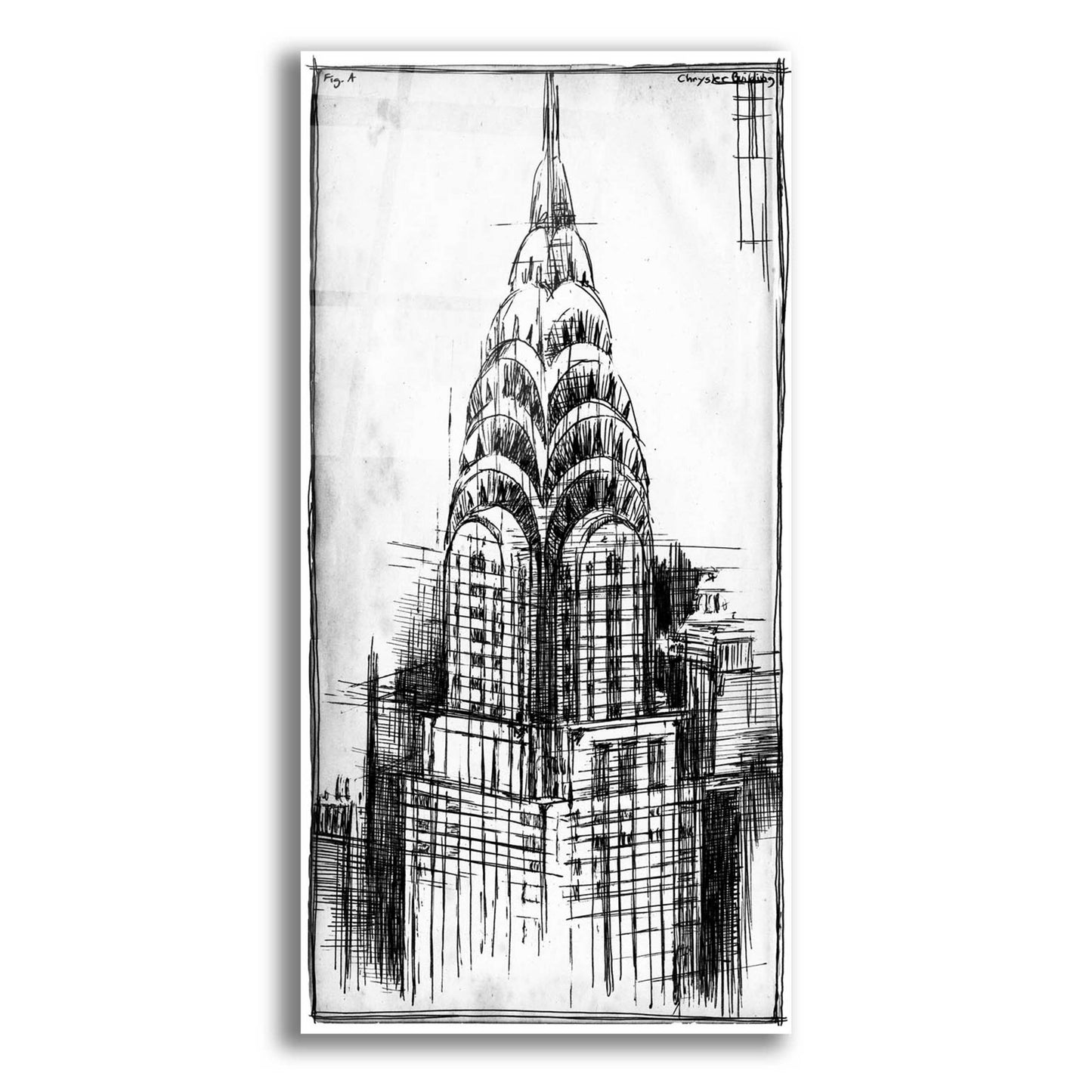 Epic Art 'Inverted Chrysler Blueprint' by Ethan Harper, Acrylic Glass Wall Art,12x24