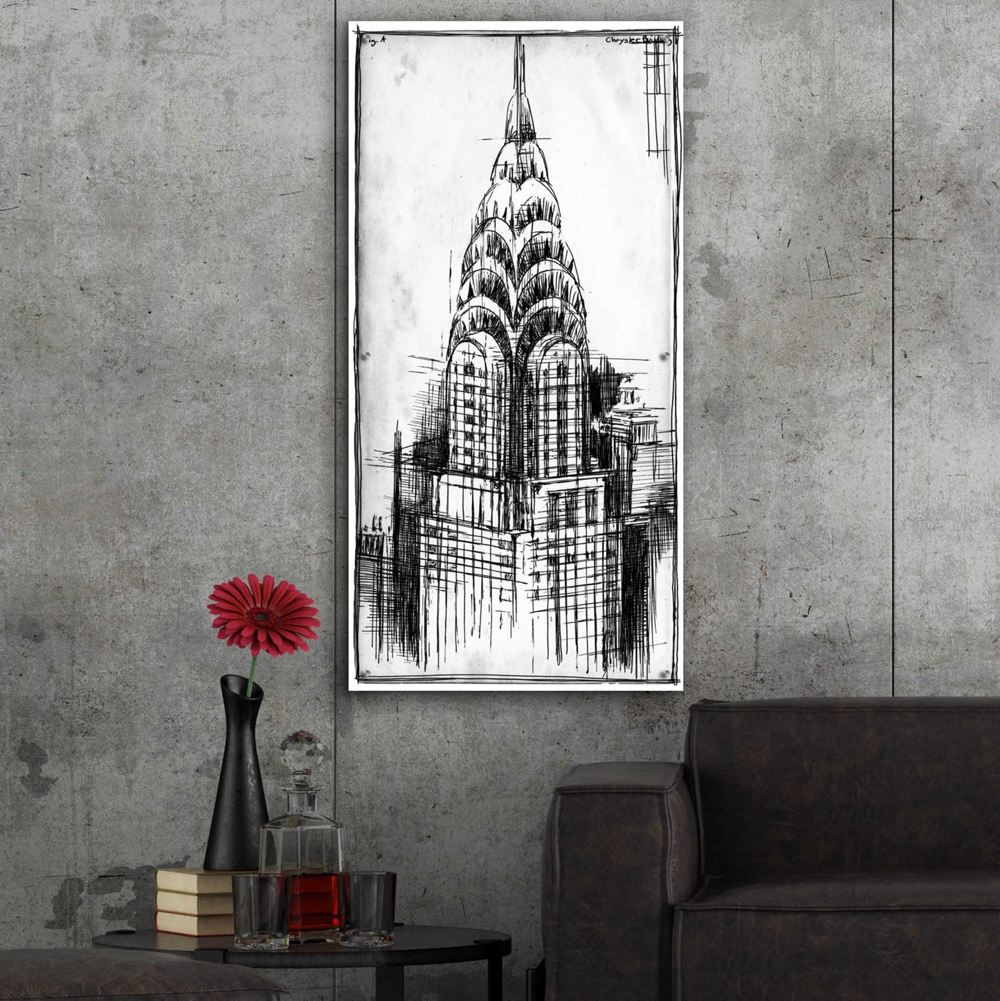 Epic Art 'Inverted Chrysler Blueprint' by Ethan Harper, Acrylic Glass Wall Art,24x48