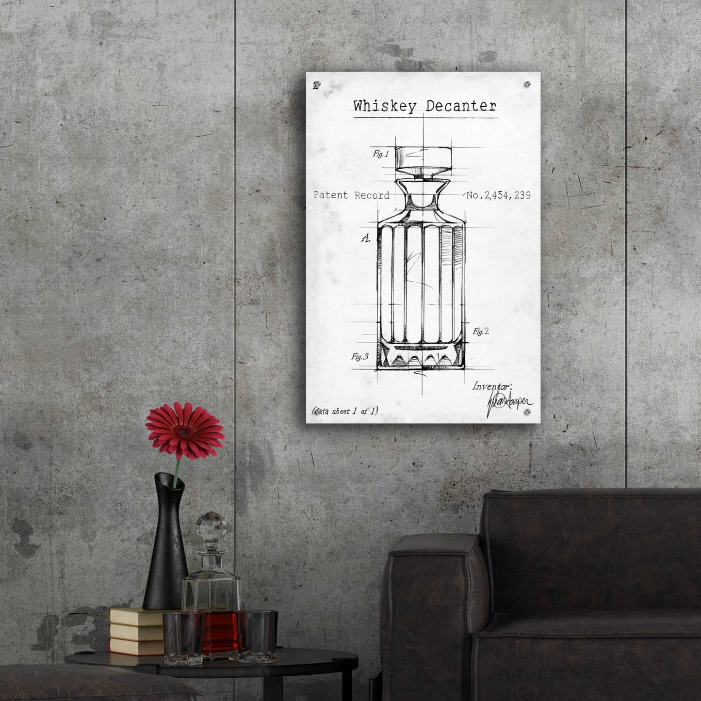 Epic Art 'Barware Blueprint VII' by Ethan Harper, Acrylic Glass Wall Art,24x36