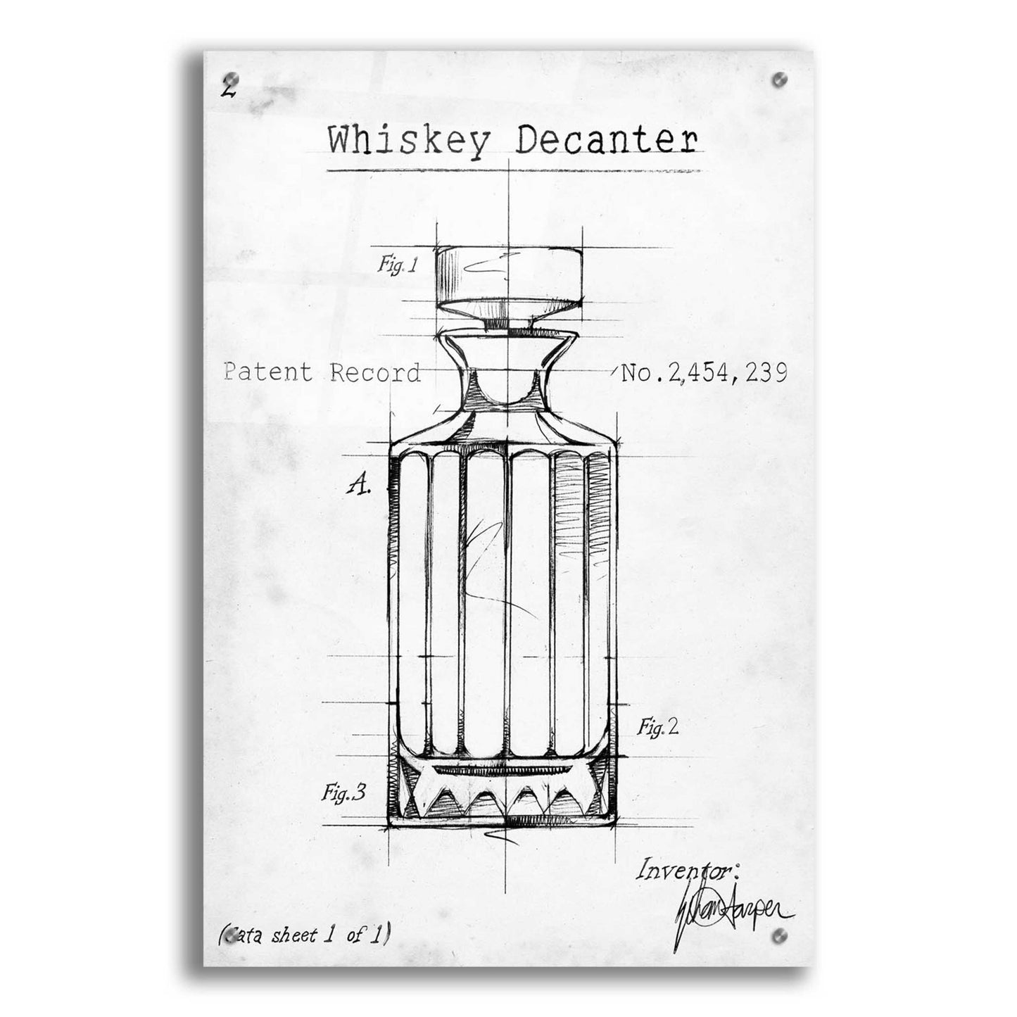 Epic Art 'Barware Blueprint VII' by Ethan Harper, Acrylic Glass Wall Art,24x36