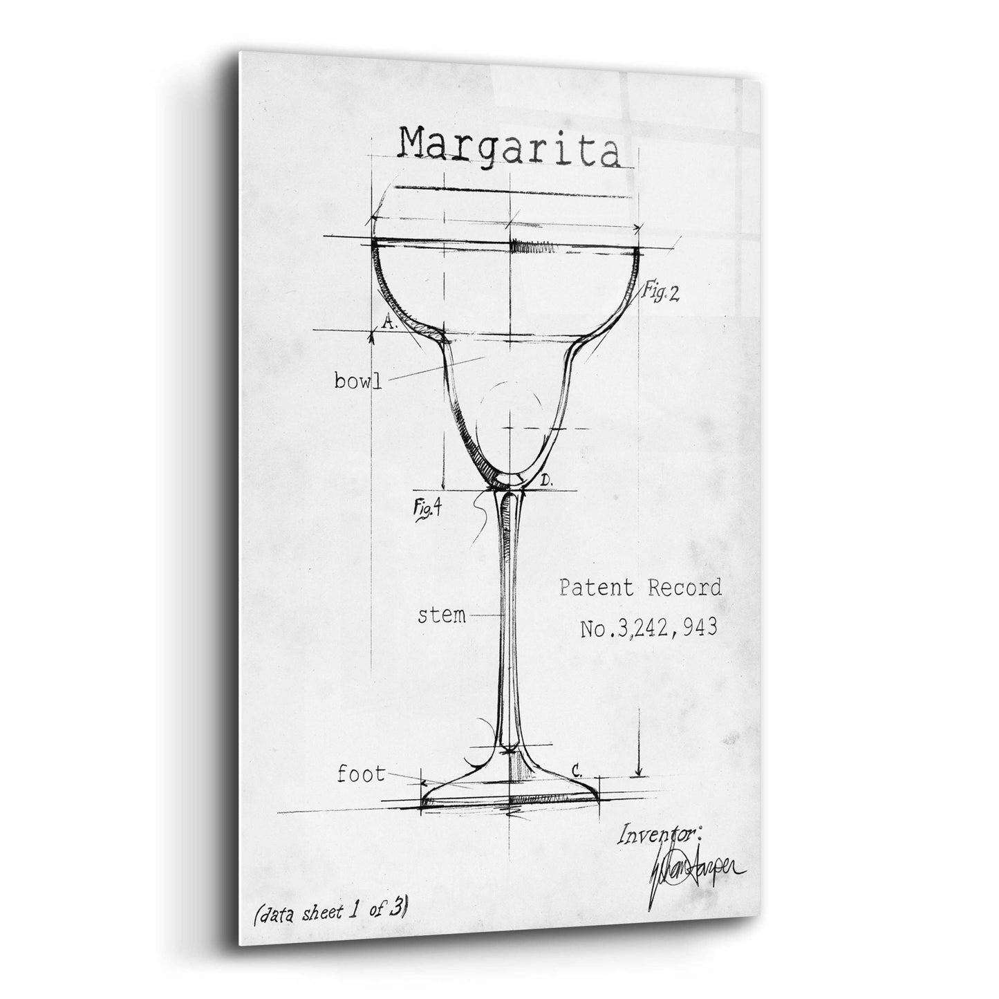 Epic Art 'Barware Blueprint VI' by Ethan Harper, Acrylic Glass Wall Art,12x16