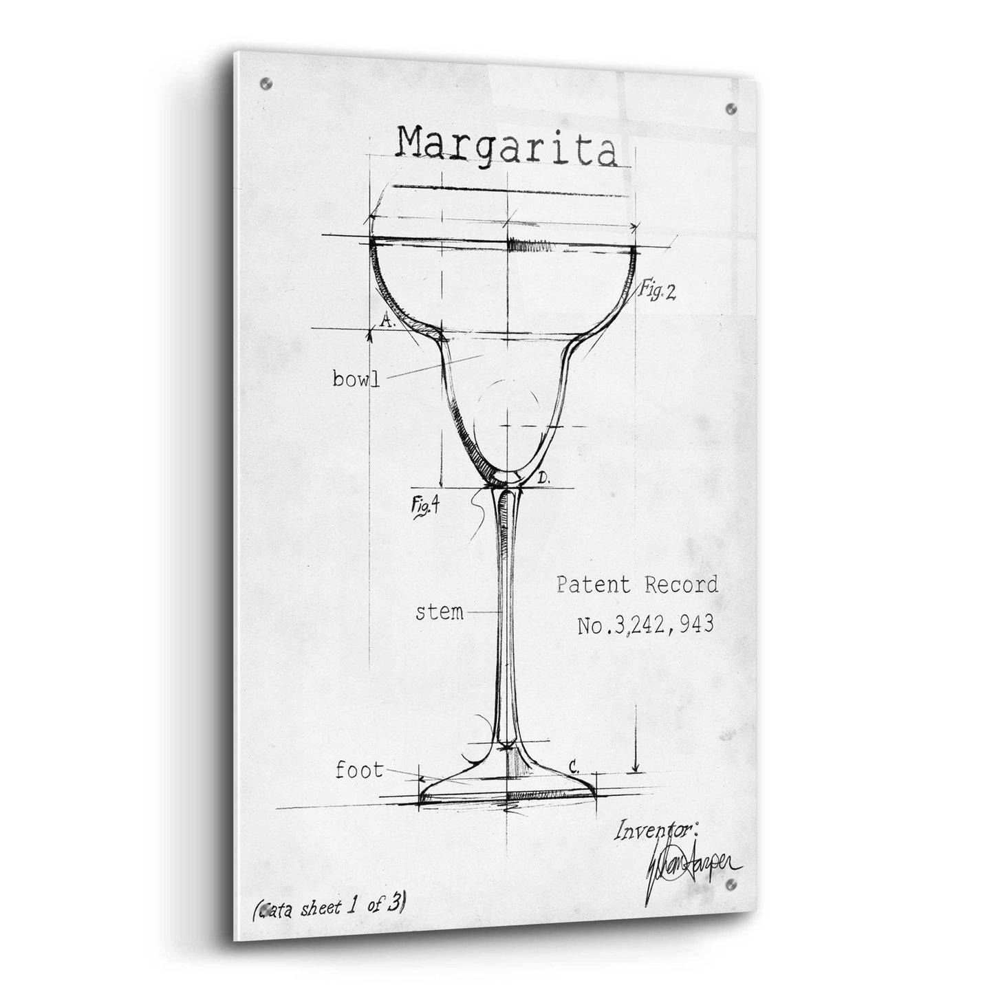 Epic Art 'Barware Blueprint VI' by Ethan Harper, Acrylic Glass Wall Art,24x36