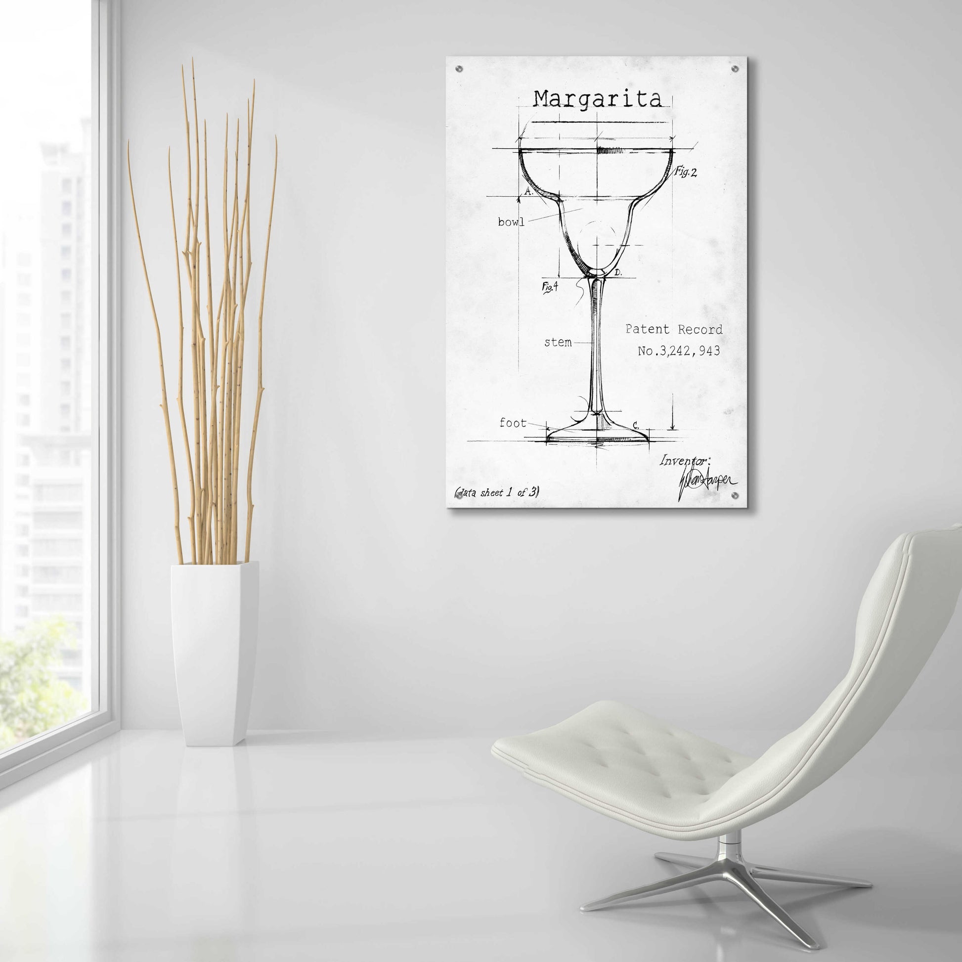 Epic Art 'Barware Blueprint VI' by Ethan Harper, Acrylic Glass Wall Art,24x36