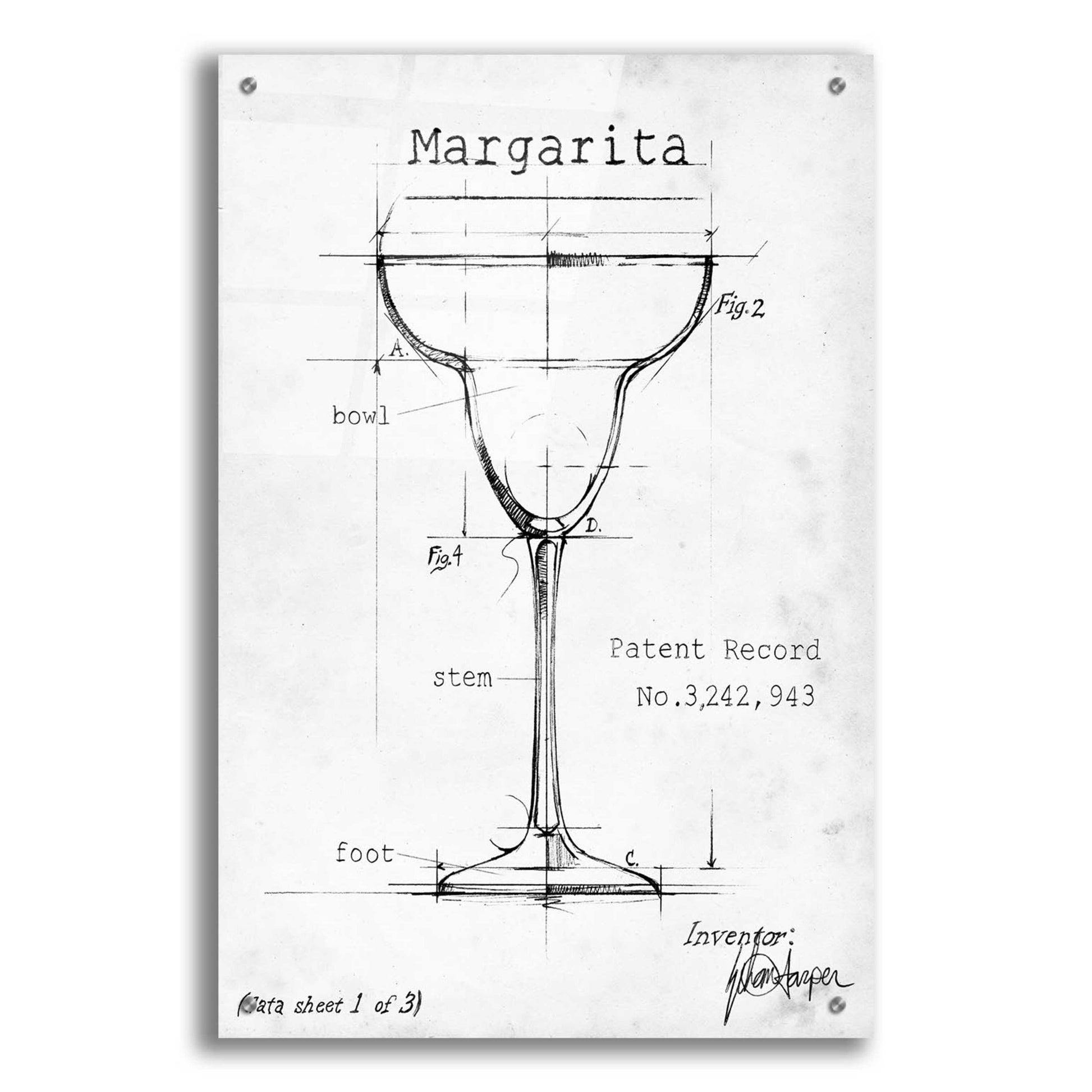 Epic Art 'Barware Blueprint VI' by Ethan Harper, Acrylic Glass Wall Art,24x36