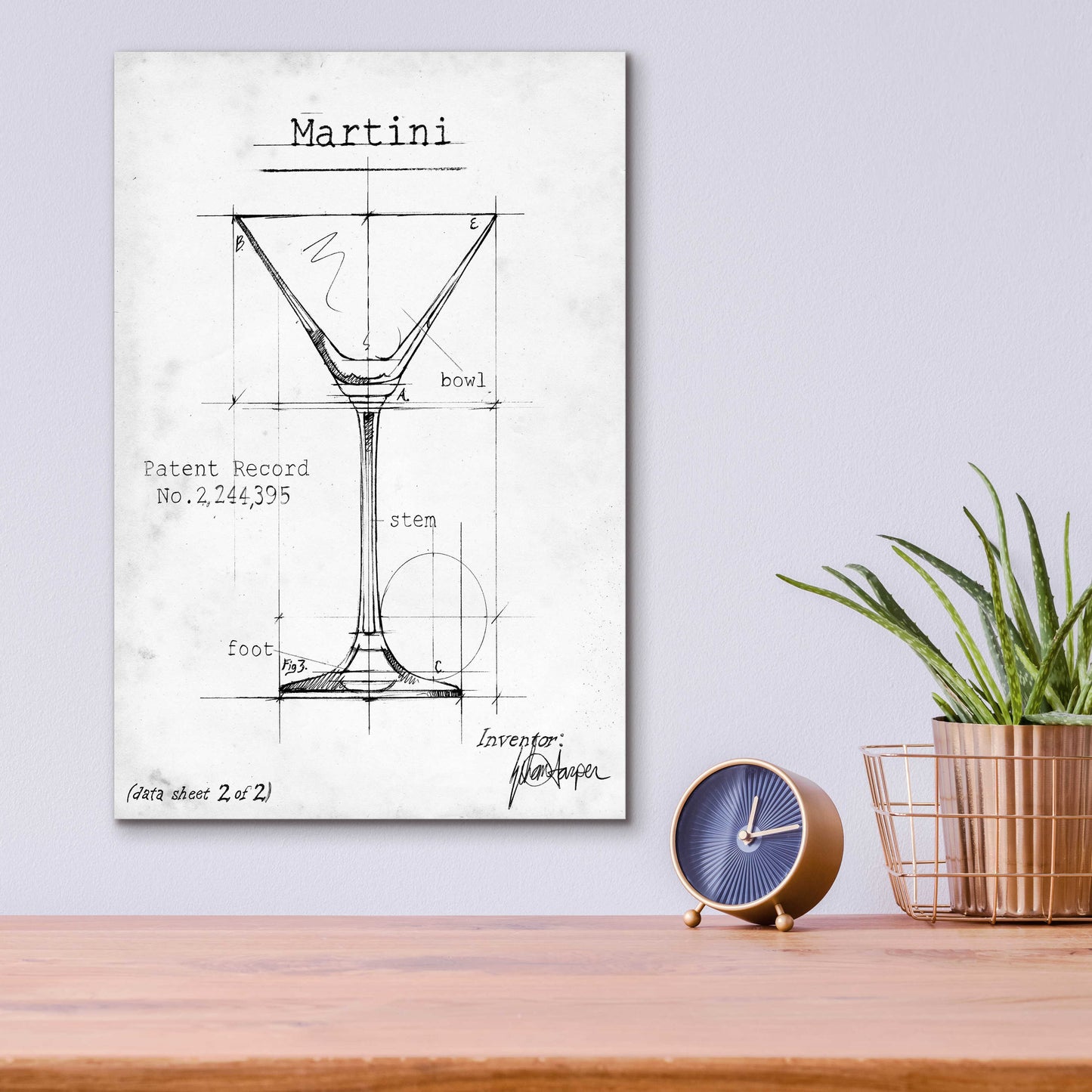 Epic Art 'Barware Blueprint V' by Ethan Harper, Acrylic Glass Wall Art,12x16