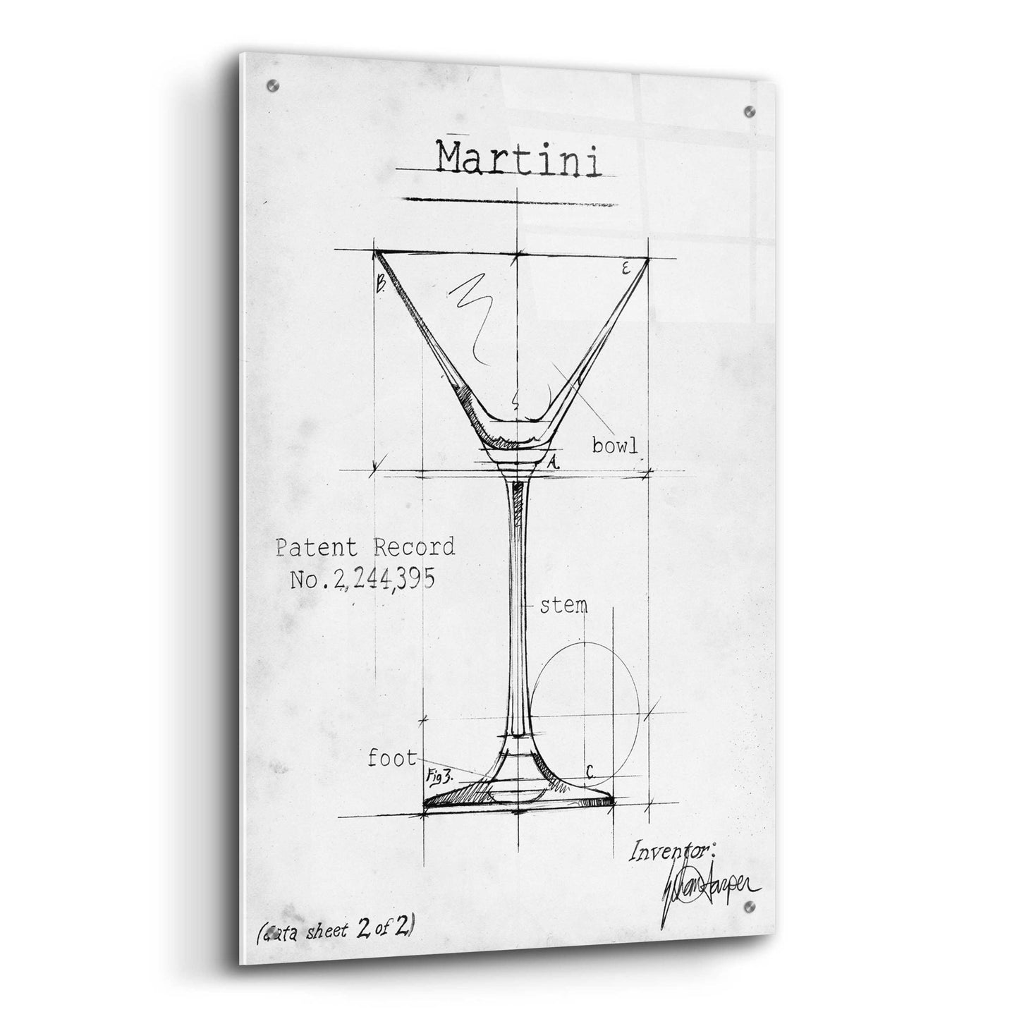 Epic Art 'Barware Blueprint V' by Ethan Harper, Acrylic Glass Wall Art,24x36