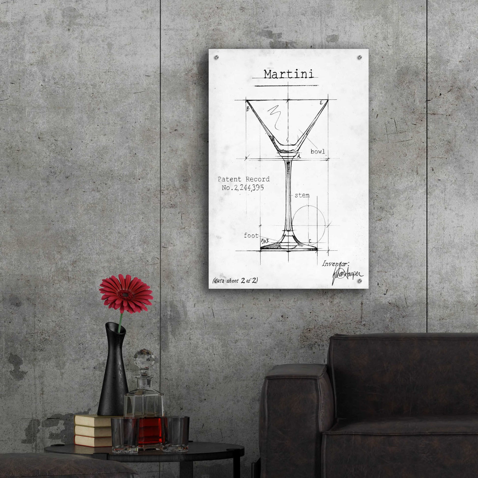 Epic Art 'Barware Blueprint V' by Ethan Harper, Acrylic Glass Wall Art,24x36