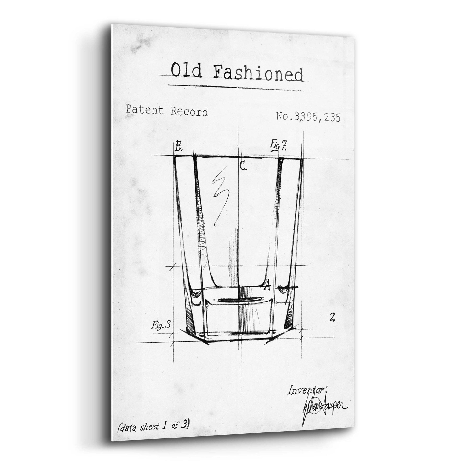 Epic Art 'Barware Blueprint I' by Ethan Harper, Acrylic Glass Wall Art,12x16