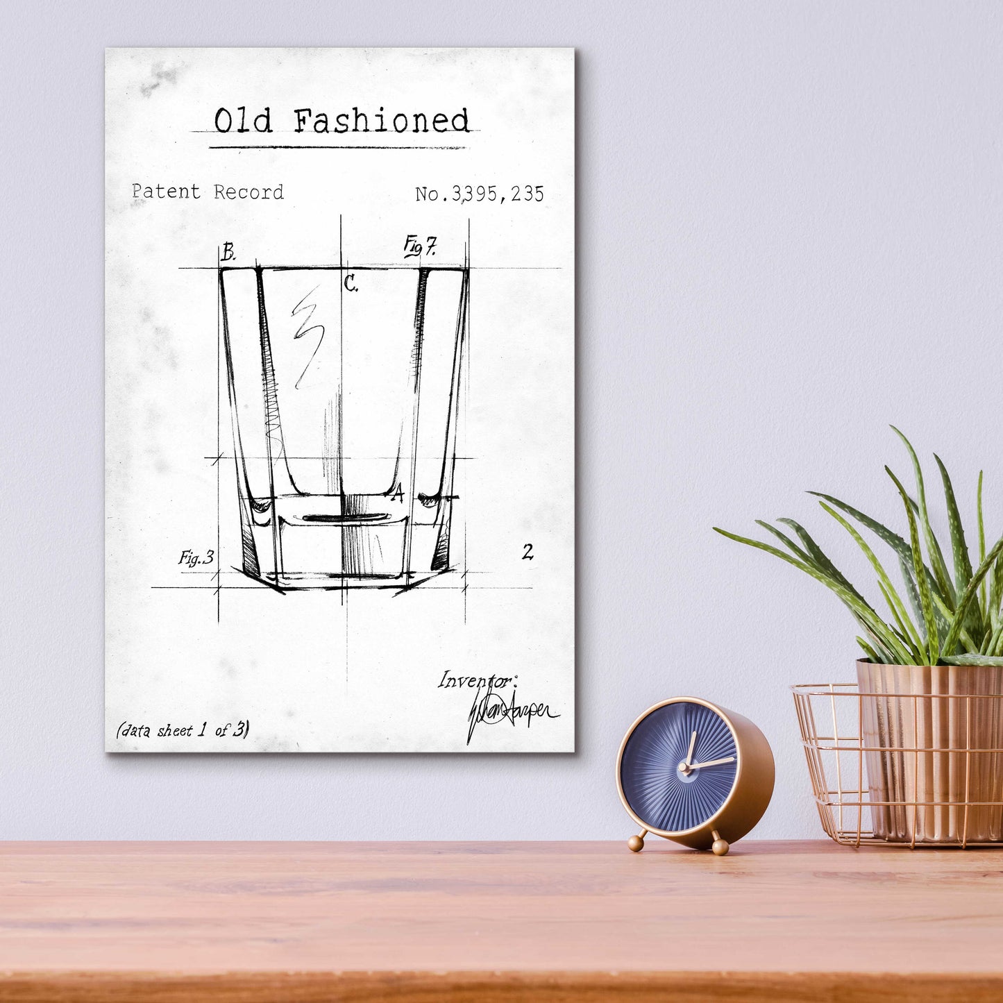 Epic Art 'Barware Blueprint I' by Ethan Harper, Acrylic Glass Wall Art,12x16